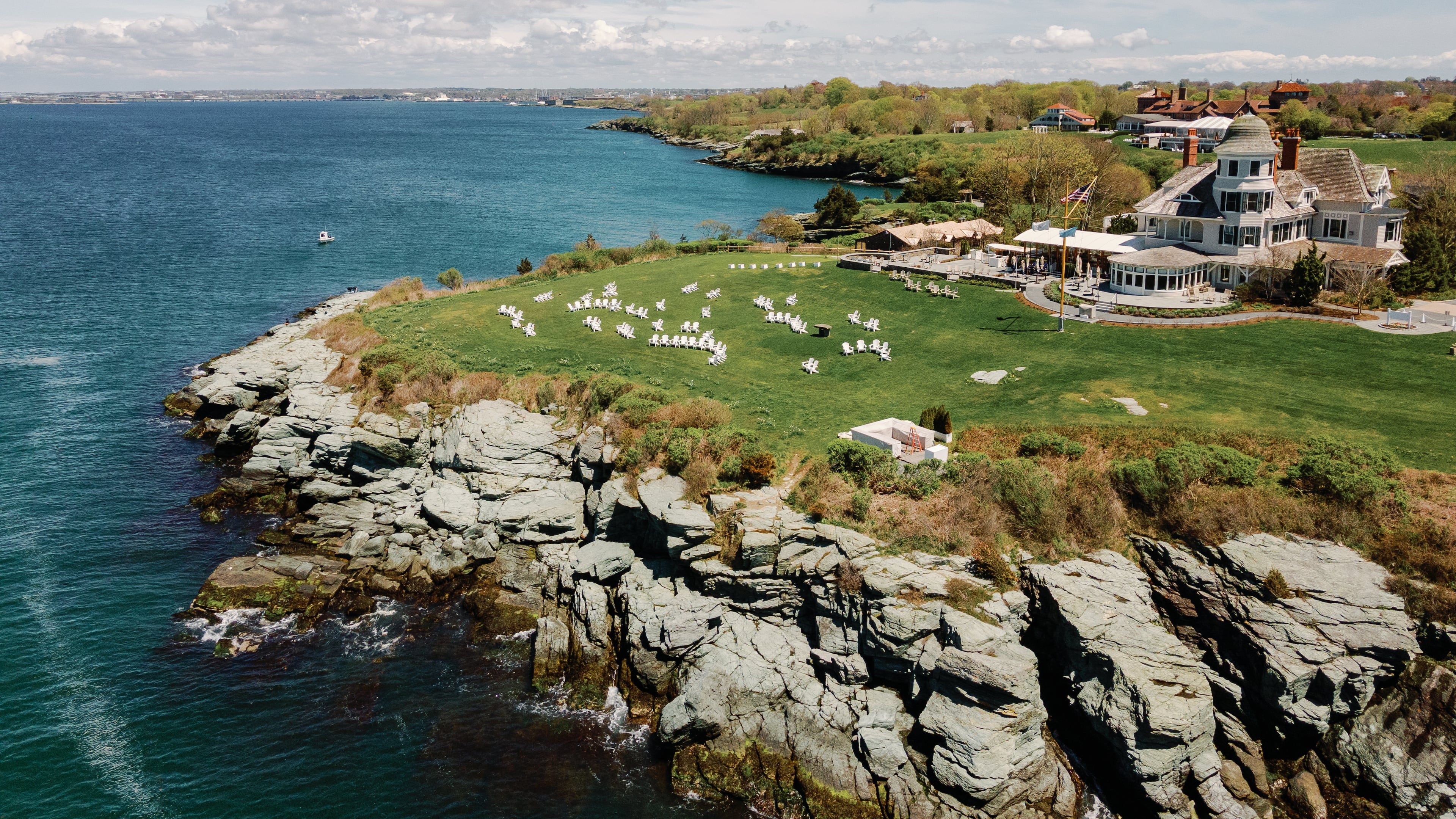 Perched atop a seaside cliff, Castle Hill Inn in Newport, Rhode Island overlooks the Atlantic Ocean. (Courtesy of Alex Paul Photography)