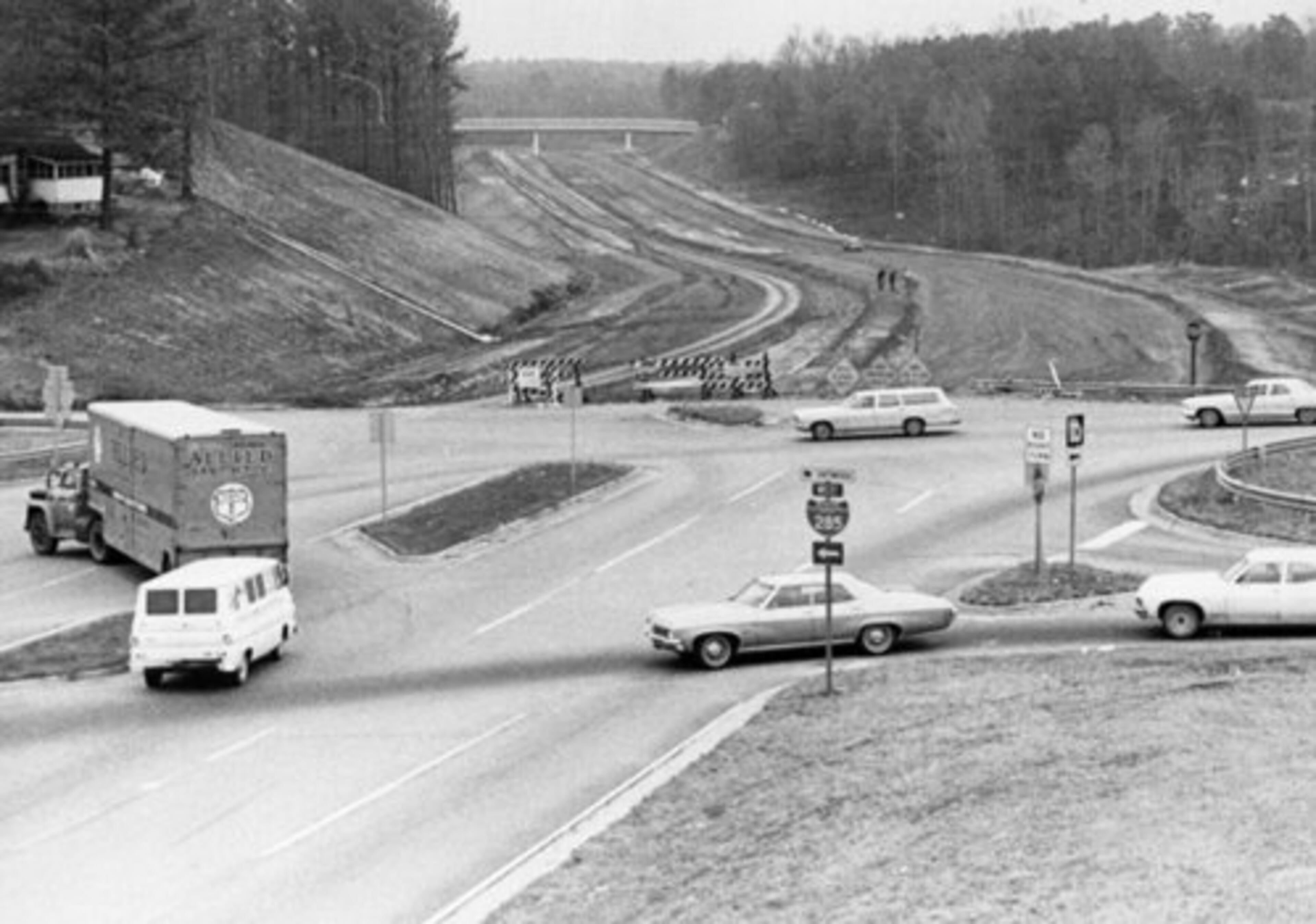 Peachtree Industrial Boulevard stretches into mud at I-285 in 1970.