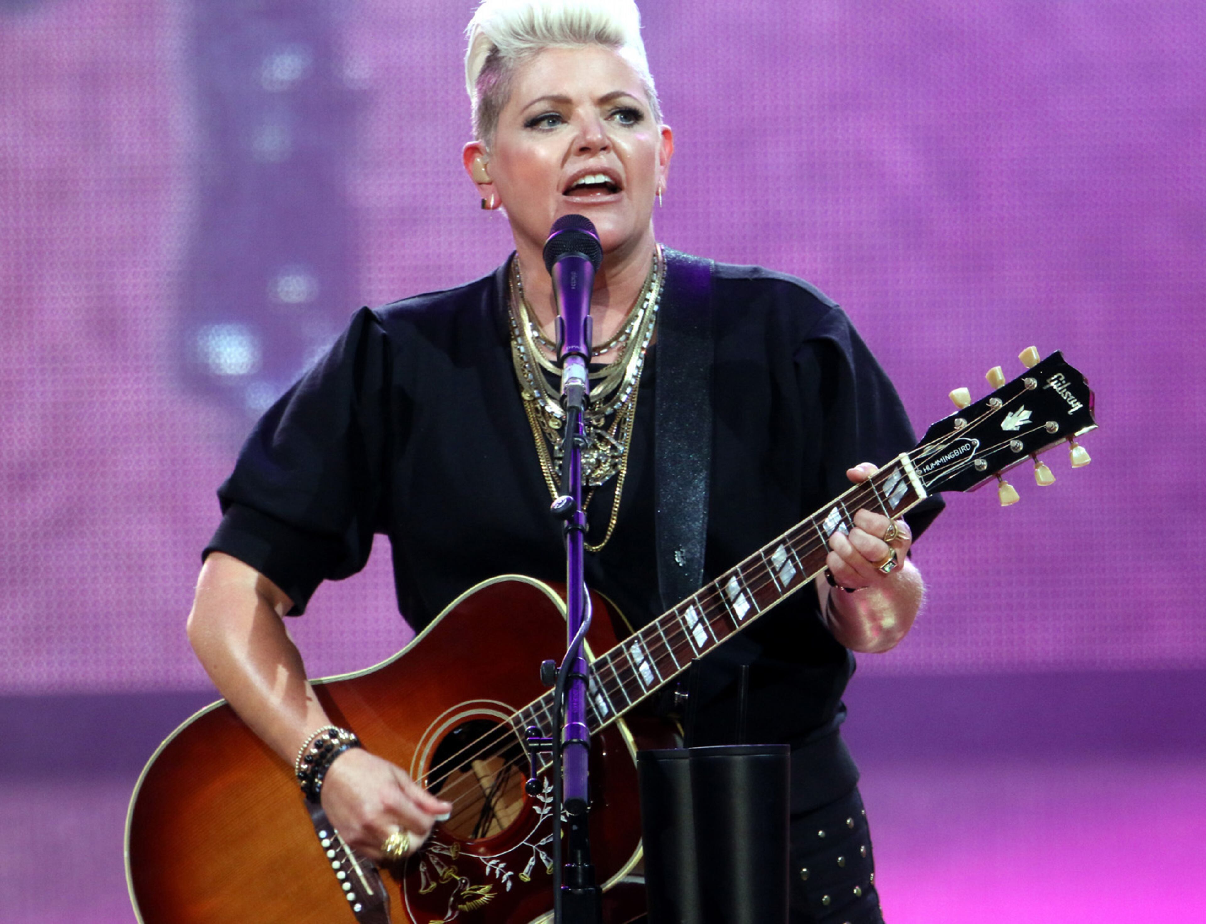 The Chicks, featuring Natalie Maines, performed for a sellout crowd Saturday night, July 16, 2022, at Ameris Bank Amphitheatre in Alpharetta. (Photo: Robb Cohen for The Atlanta Journal-Constitution)