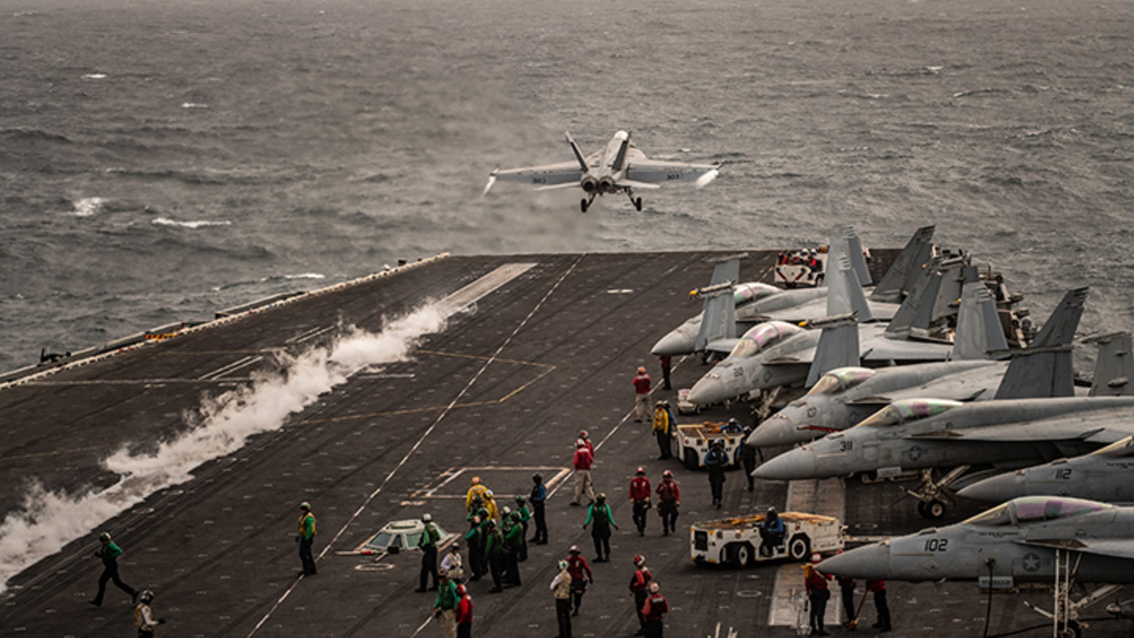 The aircraft carrier USS Abraham Lincoln is in the North Arabian Sea to counter Iran in the Middle East region.