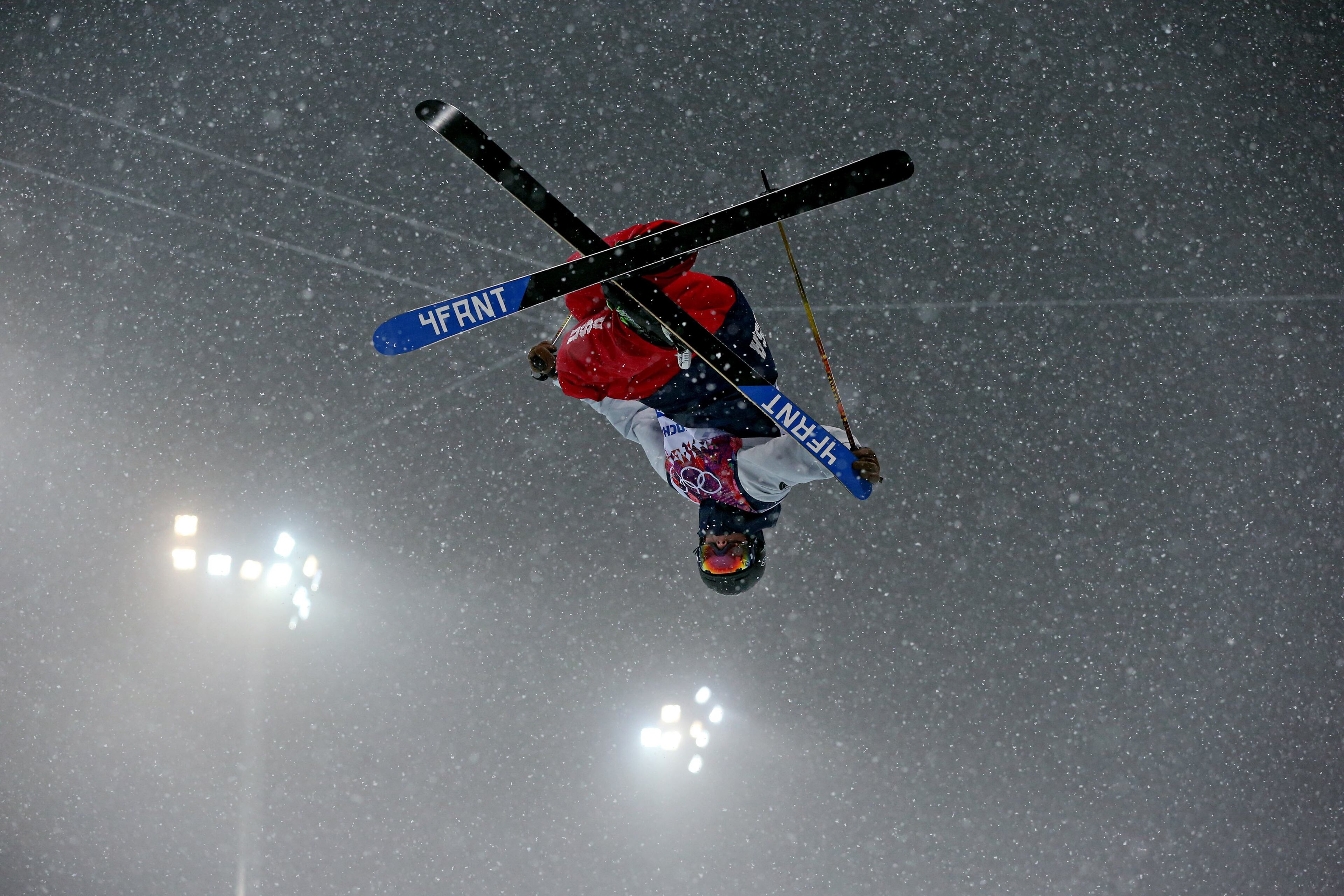 David Wise of the USA skis on his way to a gold medal in the men's ski halfpipe at Rosa Khutor Extreme Park during the Winter Olympics in Sochi, Russia, Tuesday, Feb. 18, 2014. (Brian Cassella/Chicago Tribune/MCT)