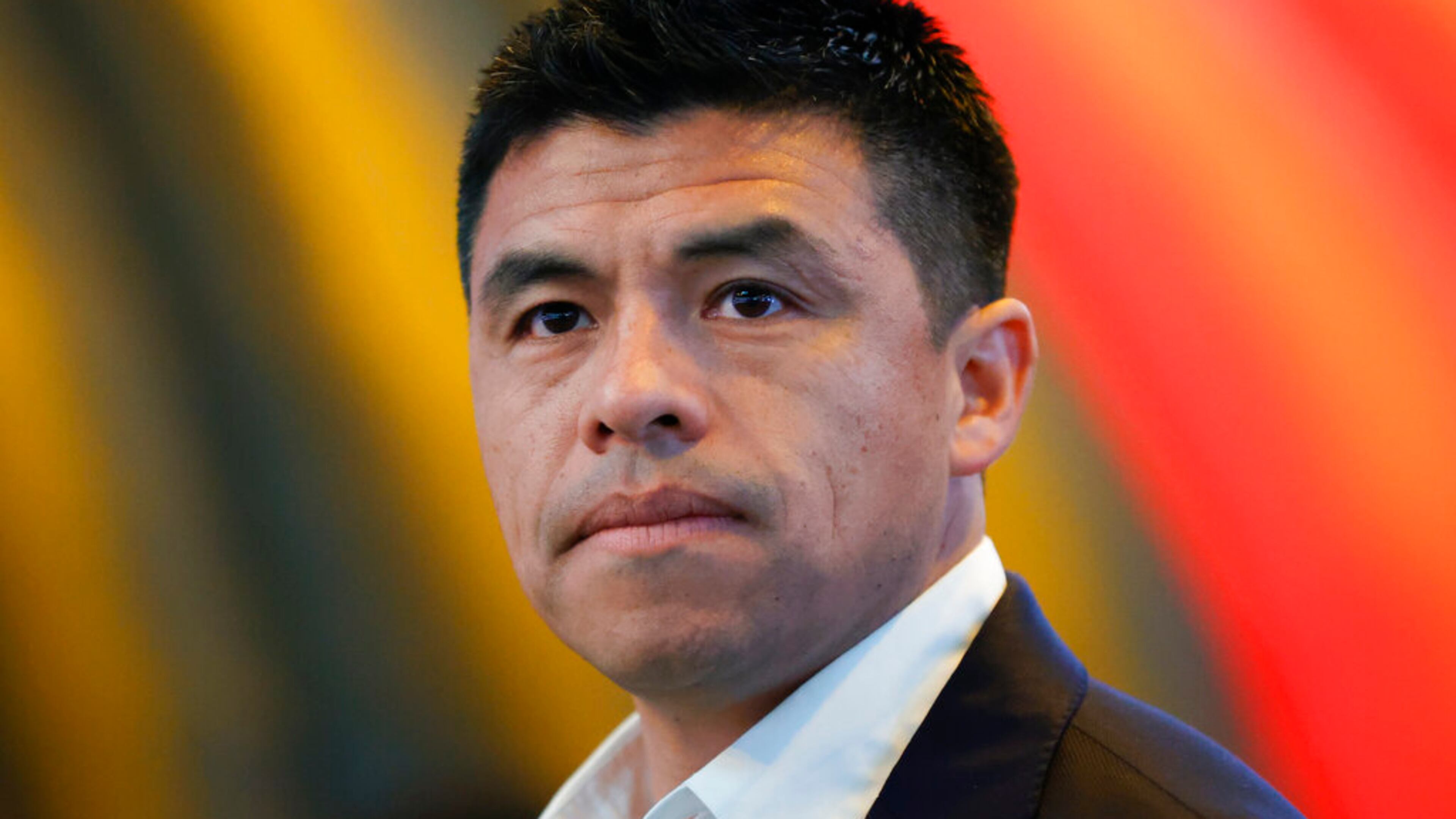 Atlanta United head coach Gonzalo Pineda on the sidelines before the first half of an MLS soccer match against Toronto FC, Saturday, March 4, 2023, in Atlanta. (AP Photo/Alex Slitz)