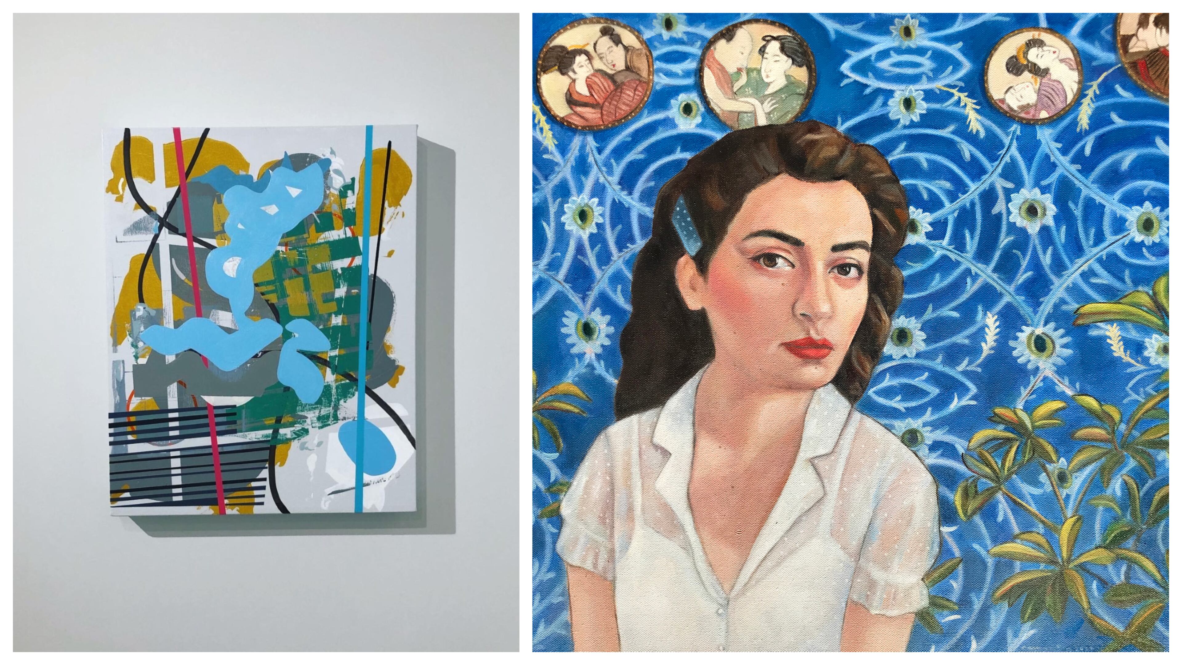 Works by Joe Camoosa (left) and Cameron Bliss are among those on view at Kai Lin Art in the "Wonder" exhibition, which opens Dec. 3.