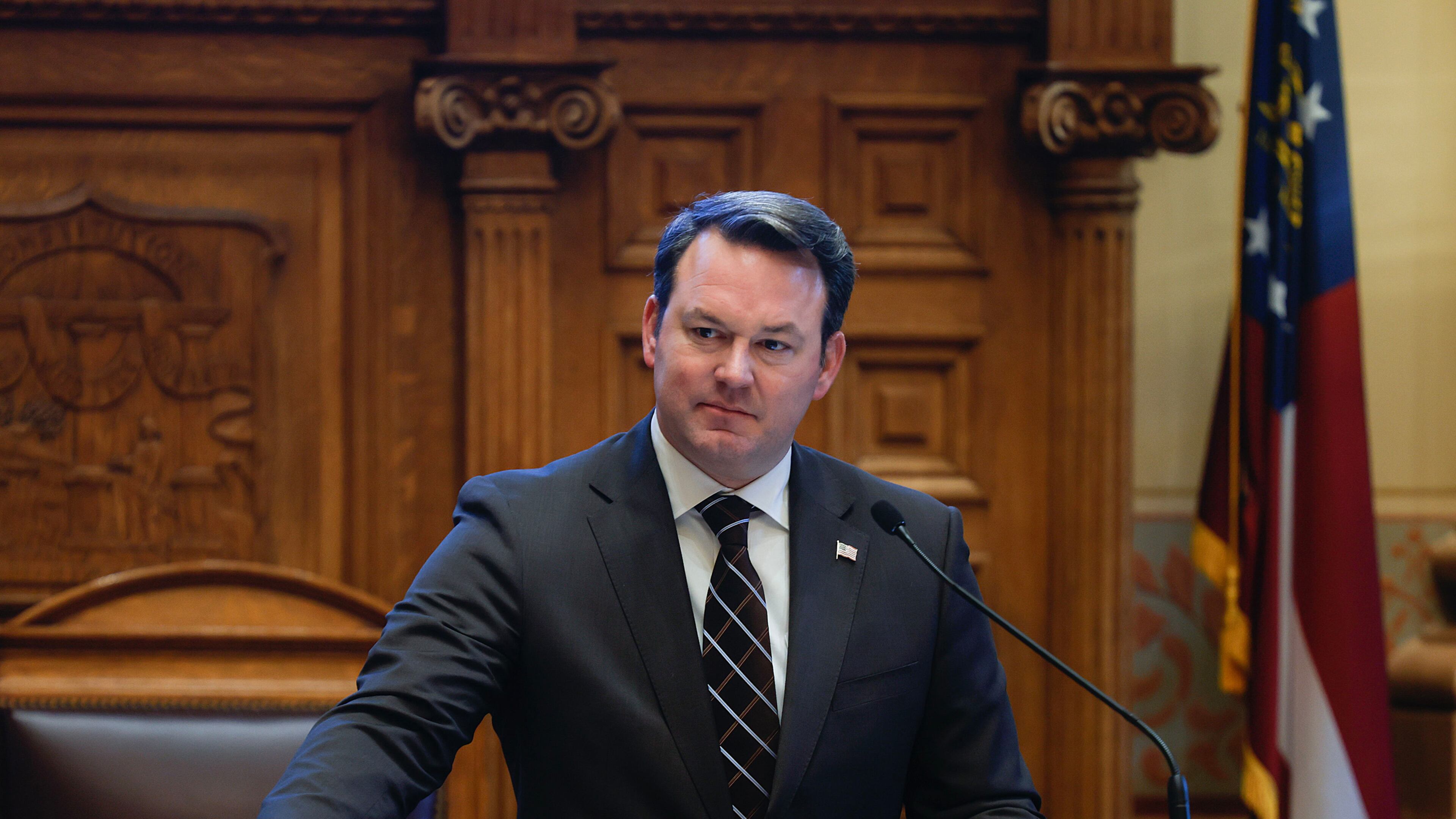Georgia Lt. Gov. Burt Jones wants to crack down on cyberbullying in schools. Jones is shown at the state Capitol on Jan. 30, 2023. (Natrice Miller/The Atlanta Journal-Constitution/TNS)