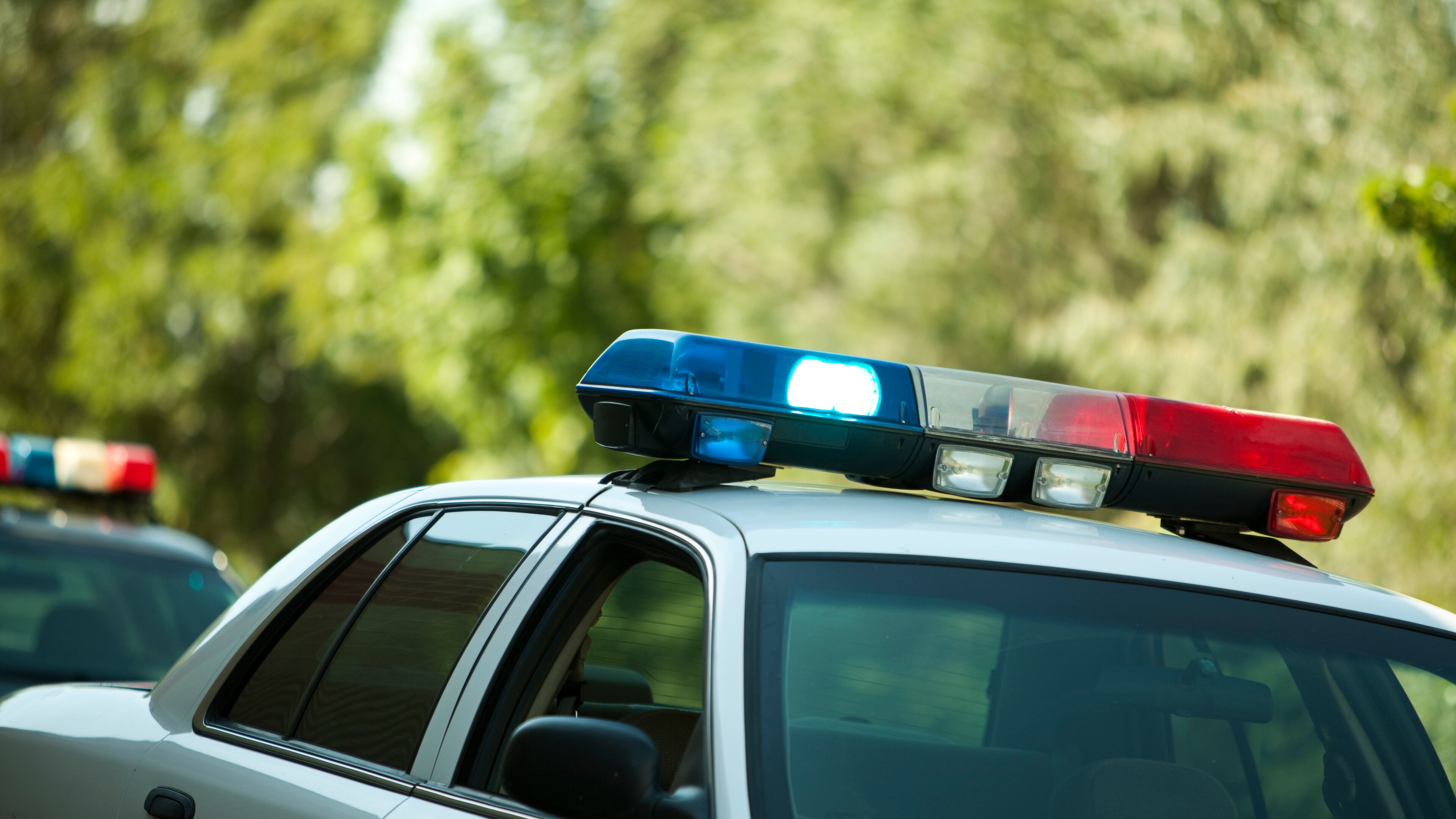 File photo of a police car with lights on