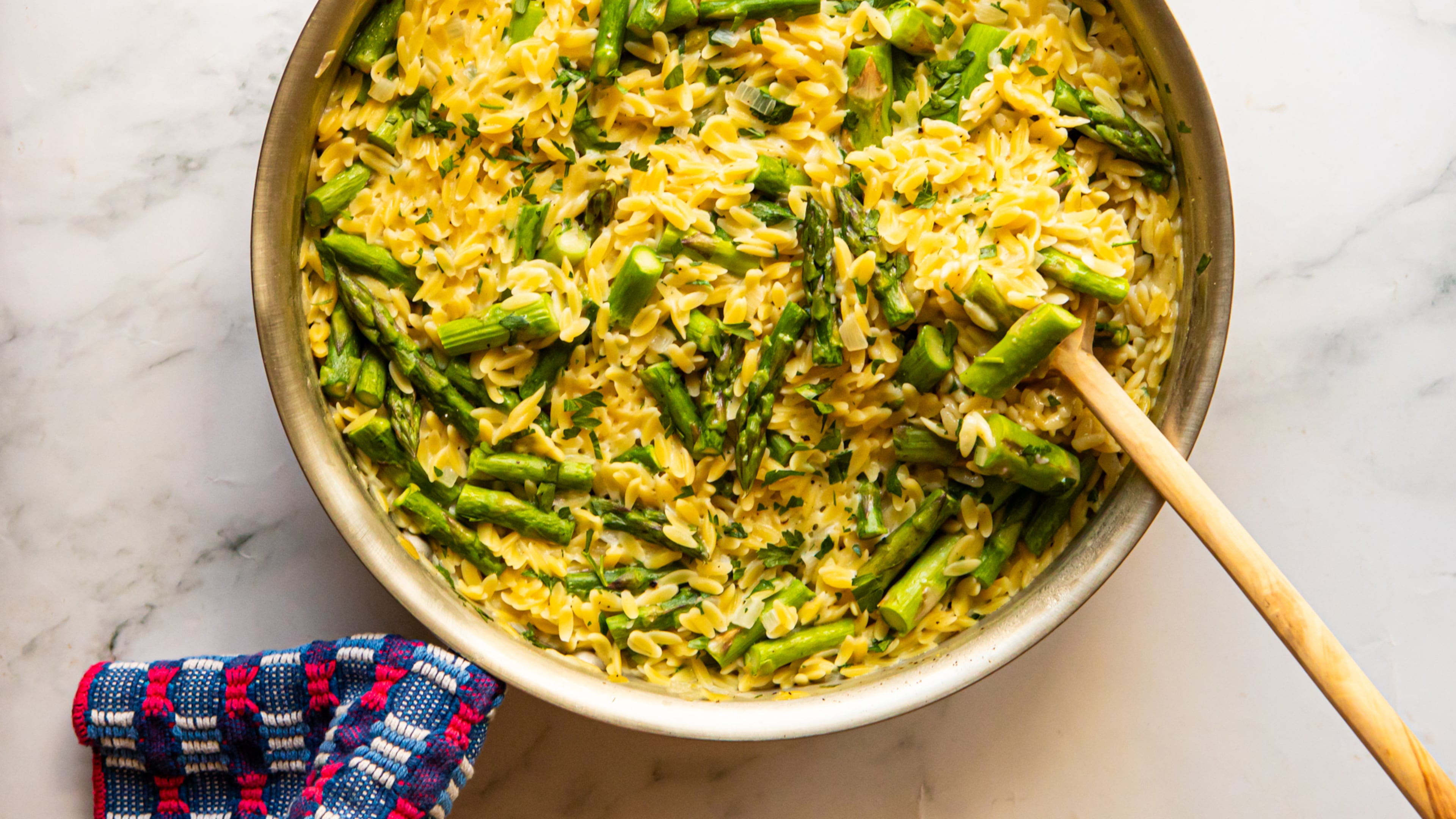 Asparagus Orzotto. (Aaliyah Man for The Atlanta Journal-Constitution/Food styling by Kate Williams)