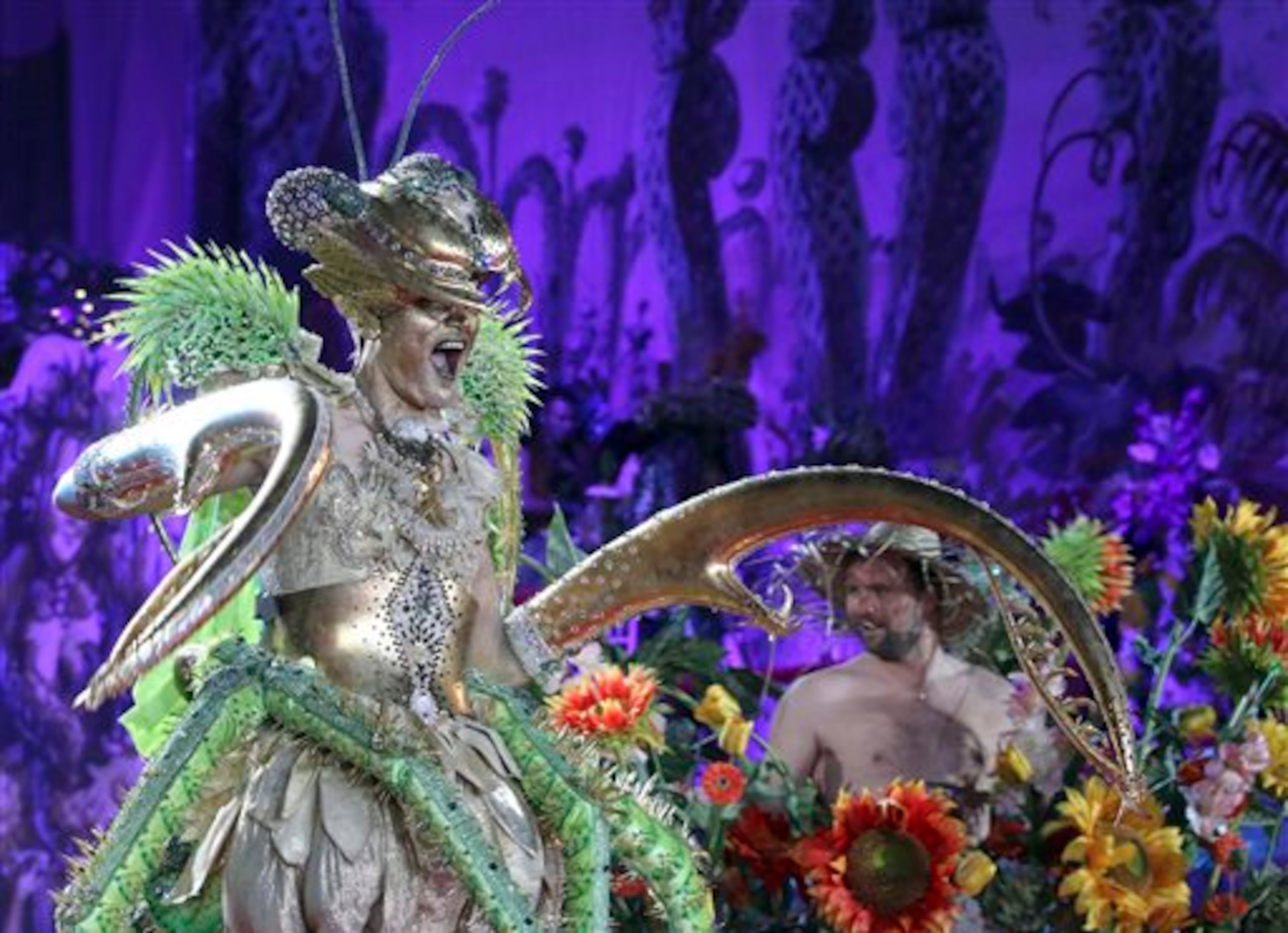 Models performs on stage during the opening ceremony of the Life Ball in front of City Hall in Vienna, Austria, Saturday, May 31, 2014. The Life Ball is a charity gala to raise money for people living with HIV and AIDS. (AP Photo/Ronald Zak)