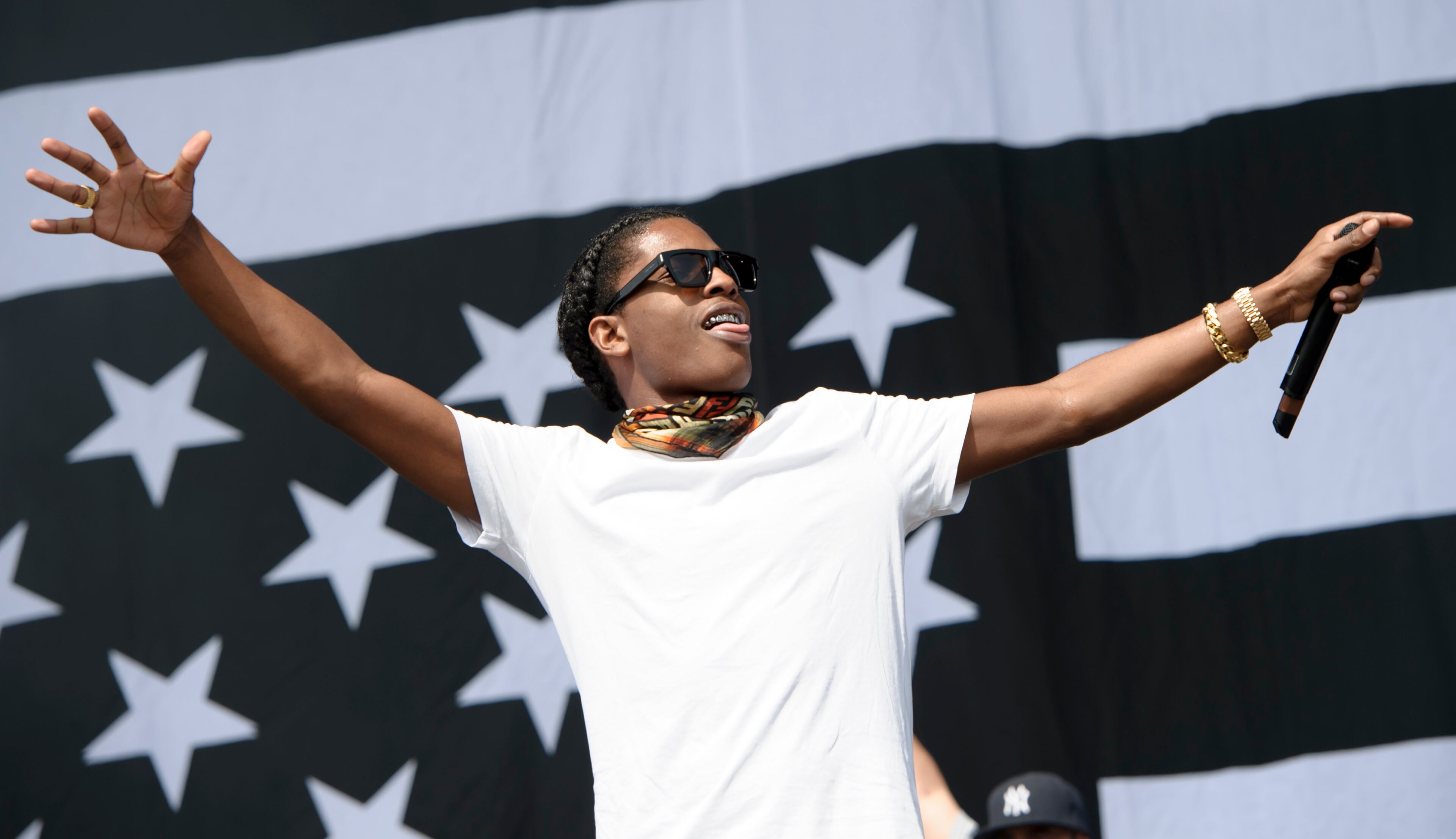 U.S singer, Rakim Mayers, from A$AP Rocky performs on stage during the Wireless Festival at the Queen Elizabeth Olympic Park, London, Sunday, July 14, 2013. (Photo by Jonathan Short/Invision/AP)