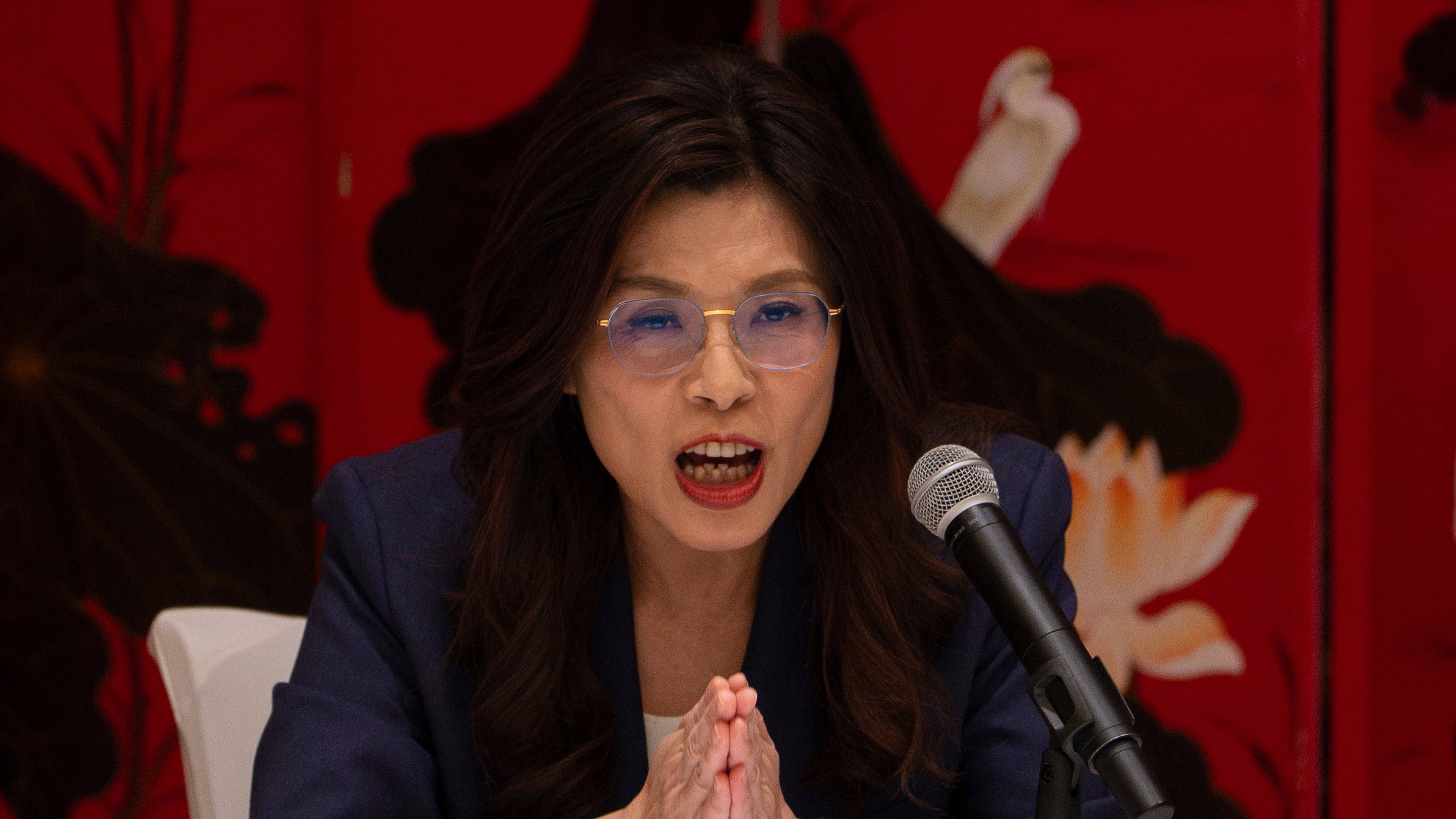 FILE - Taiwan's opposition Kuomintang (KMT) party leader Cheng Li-wun speaks during a news conference in Beijing, April 10, 2026. (AP Photo/Ng Han Guan)