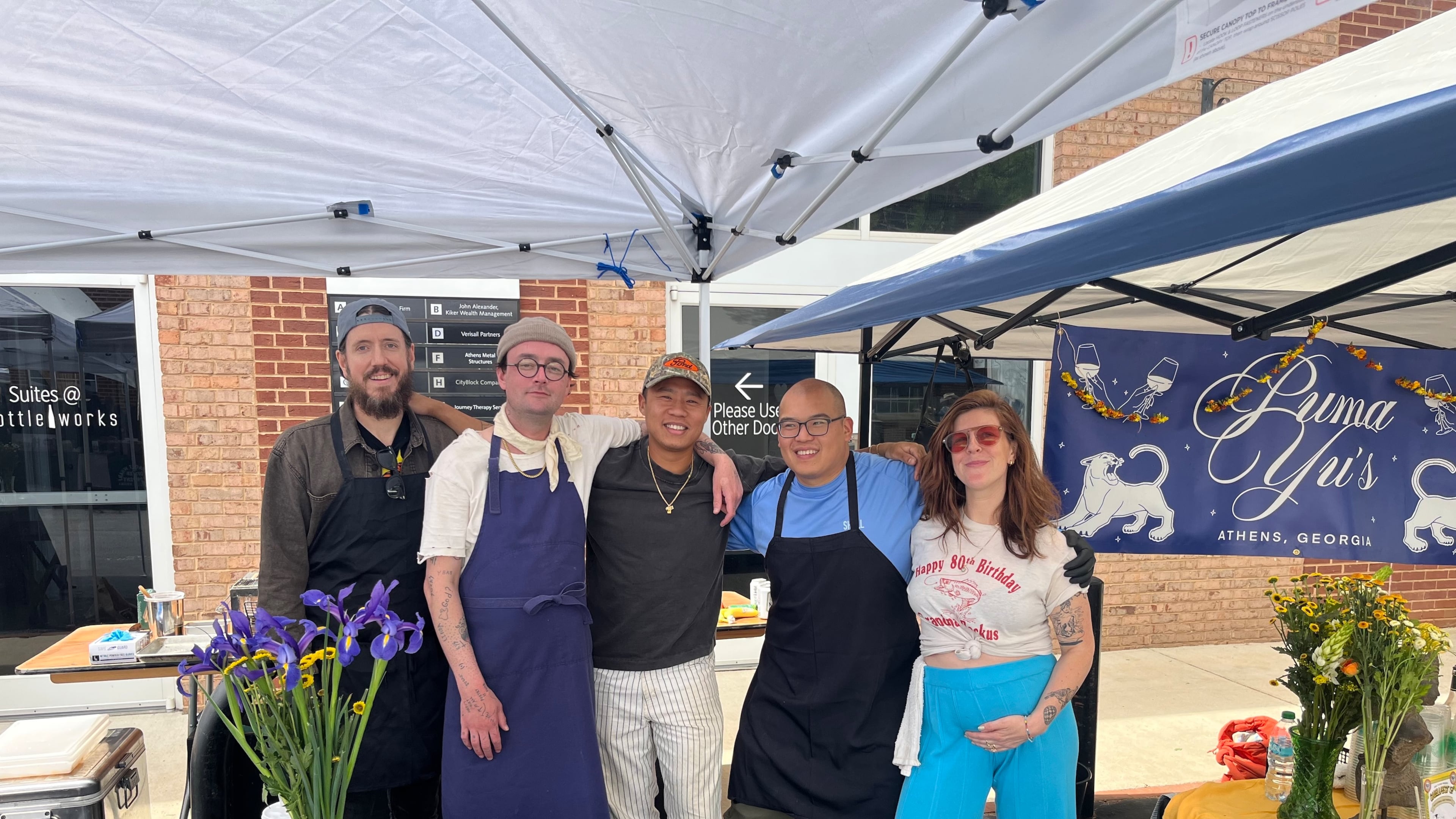 From left: Rod Lassiter (Talat Market), Sam Gibbon (Puma Yu's), Pete Amadhanirundr (Puma Yu's), Parnass Savang (Talat Market) and Ally Smith (Puma Yu's). (Courtesy of Parnass Savang)