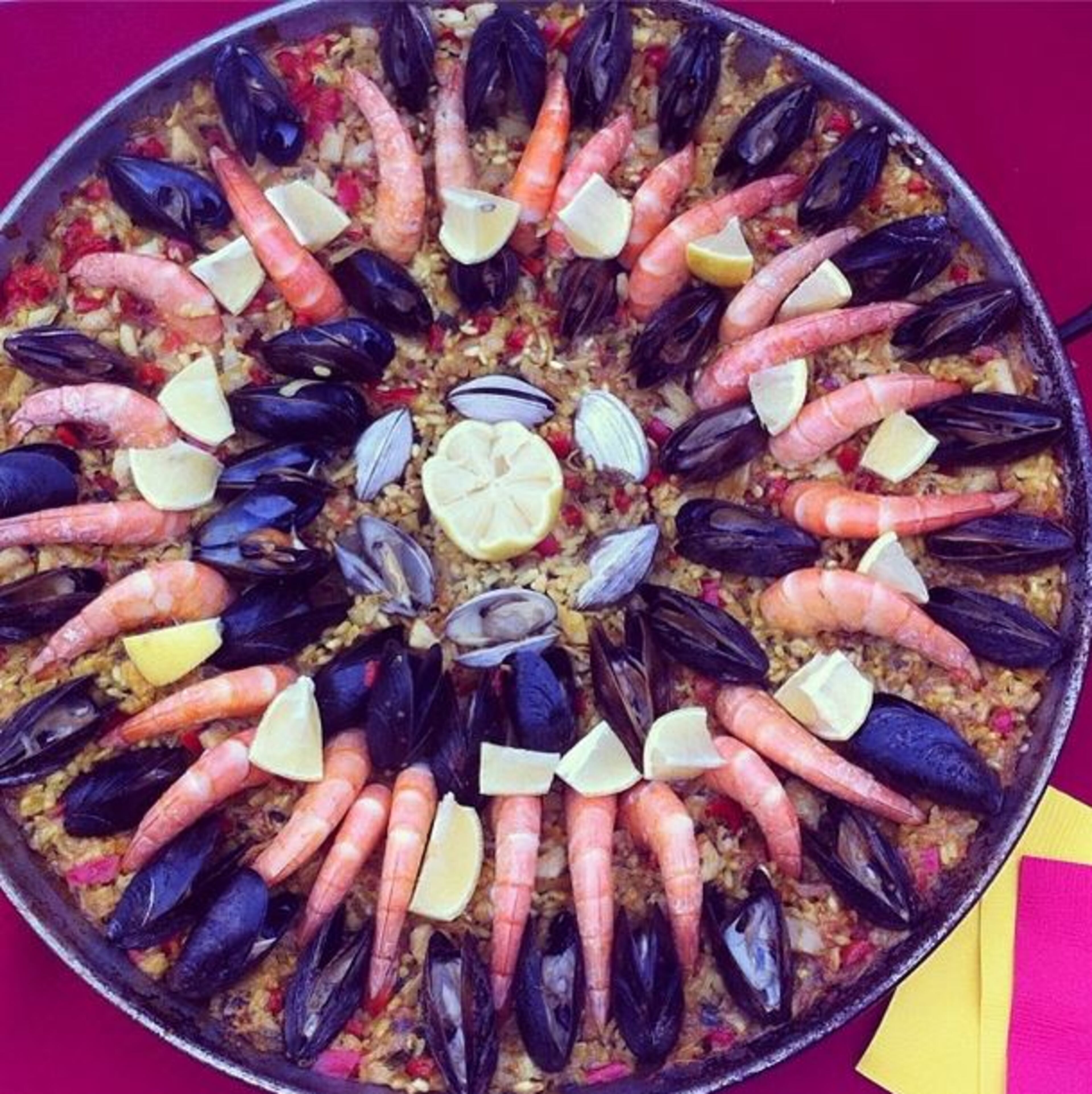 Paellas from the 2013 Paella Lovers United cook-off, as captured via Instagram (with the Valencia filter, of course). This seafood paella came from team El Plat Del Dia. Photos by Addie Broyles/@broylesa.
