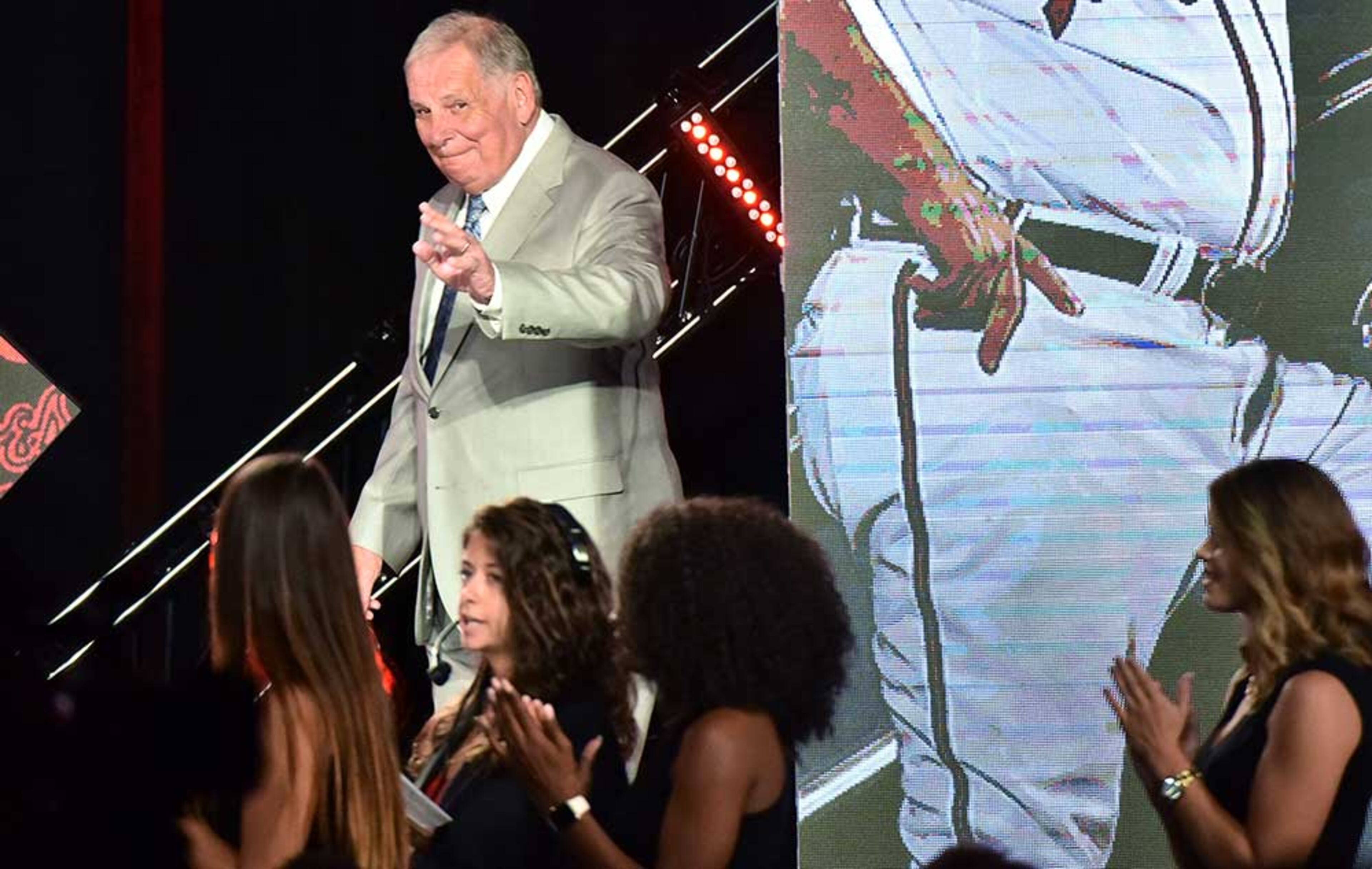 Atlanta Braves Hall of Famer Bobby Cox is introduced during Braves Hall of Fame luncheon at Hyatt Regency on Friday, August 19, 2016. Atlanta Braves President John Schuerholz and former outfielder Andruw Jones were inducted into the Braves Hall of Fame. The duo were inducted during a luncheon and honored that evening in a pregame ceremony before the Braves play the Washington Nationals.