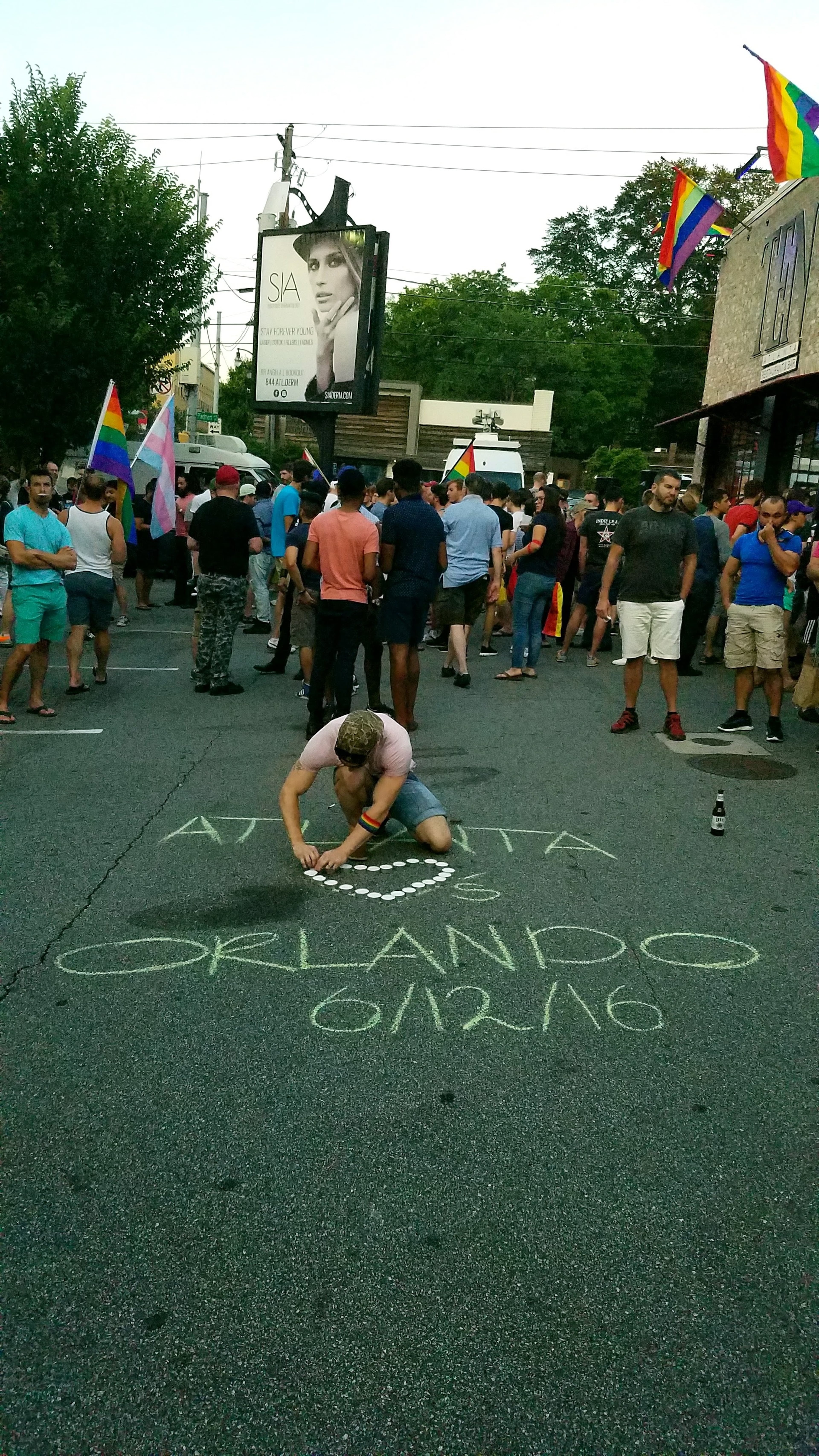 When asked about some of the most difficult moments to photograph, Russ Youngblood showed this photo, which was taken in the aftermath of the Pulse nightclub mass shooting in Orlando. (Courtesy of Russ Youngblood)