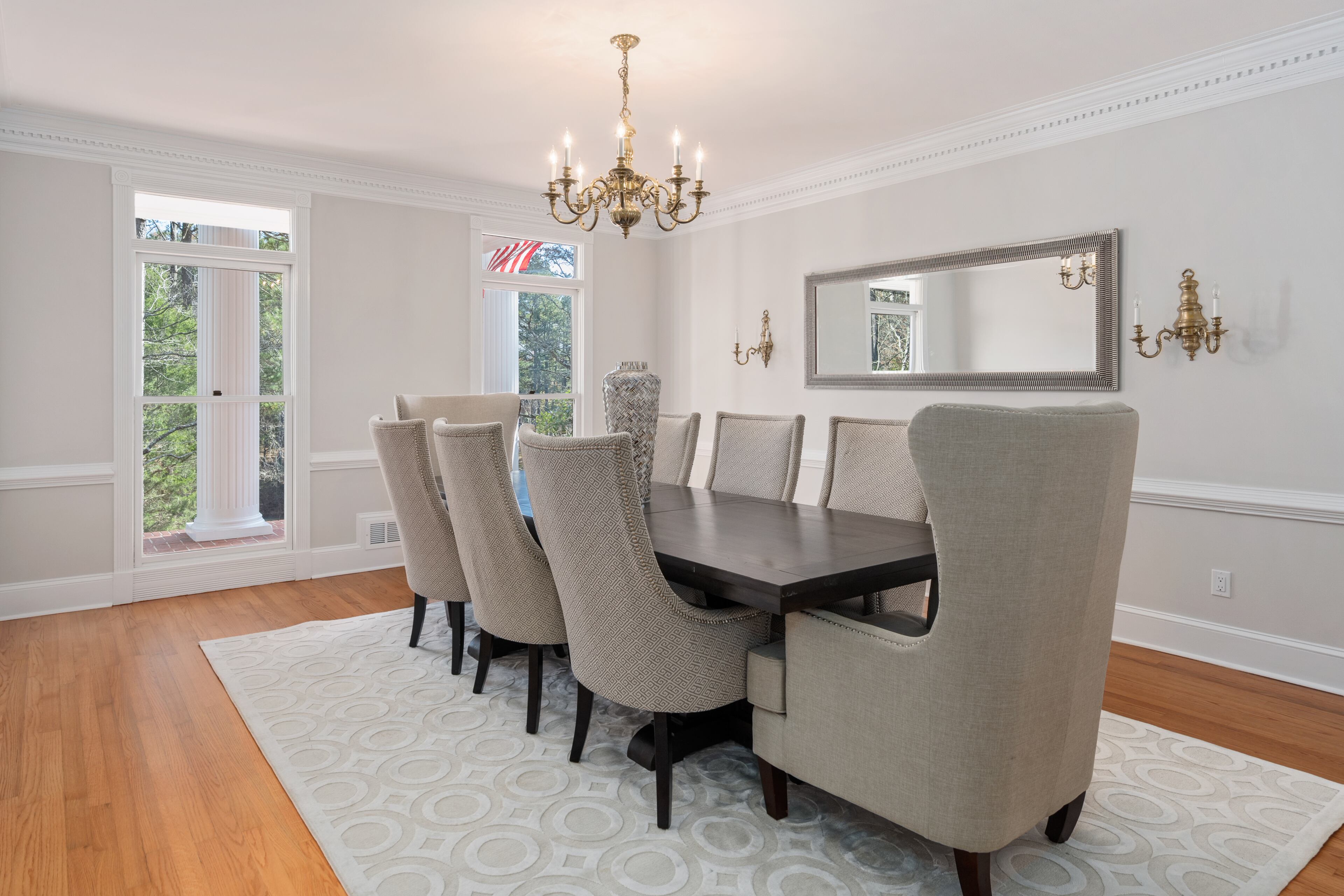 The dining room is oversized.