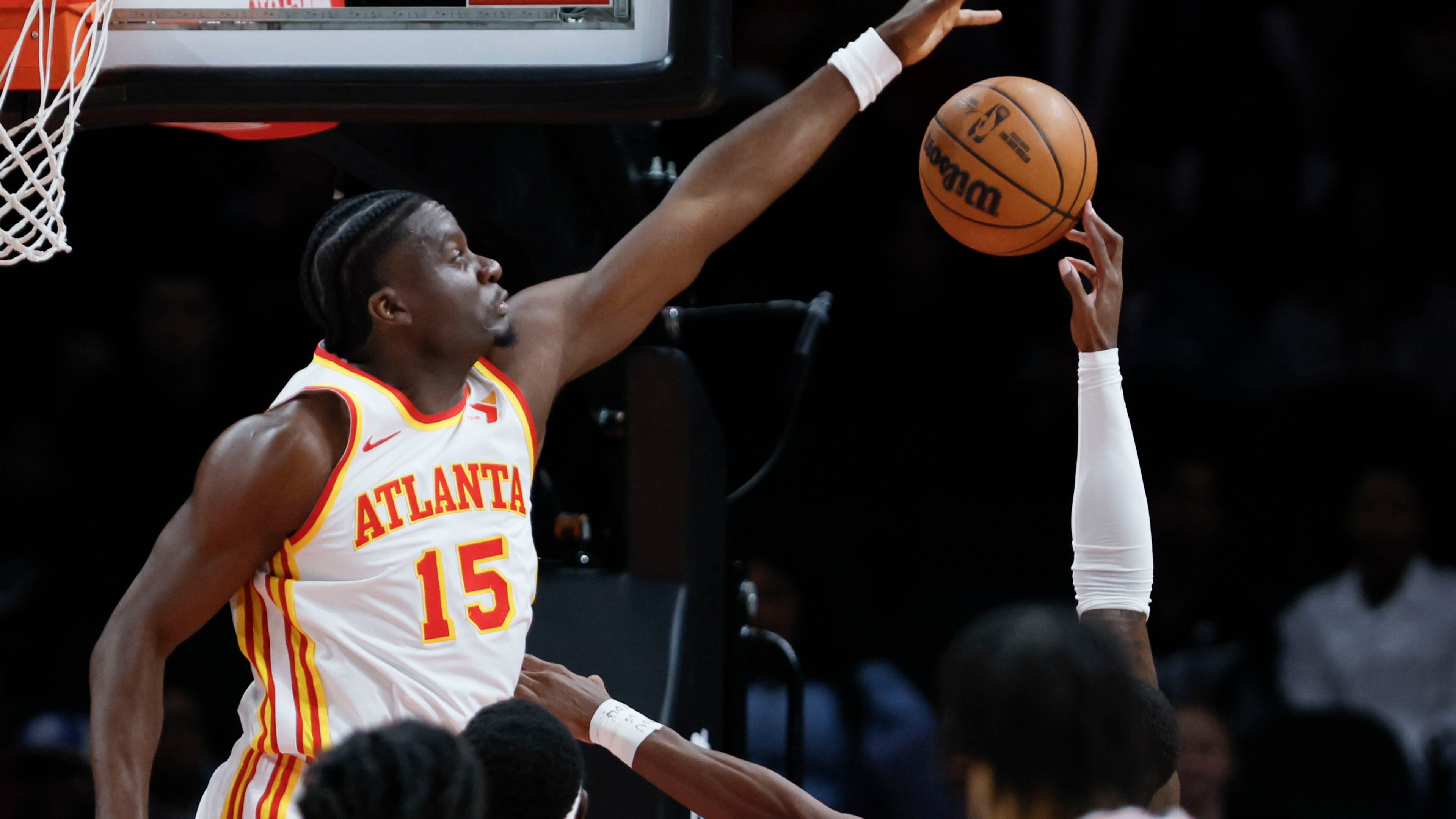 Clint Capela is going to the Houston Rockets after agreeing to a deal in the first day of free agenvy.
(Miguel Martinez/ AJC)