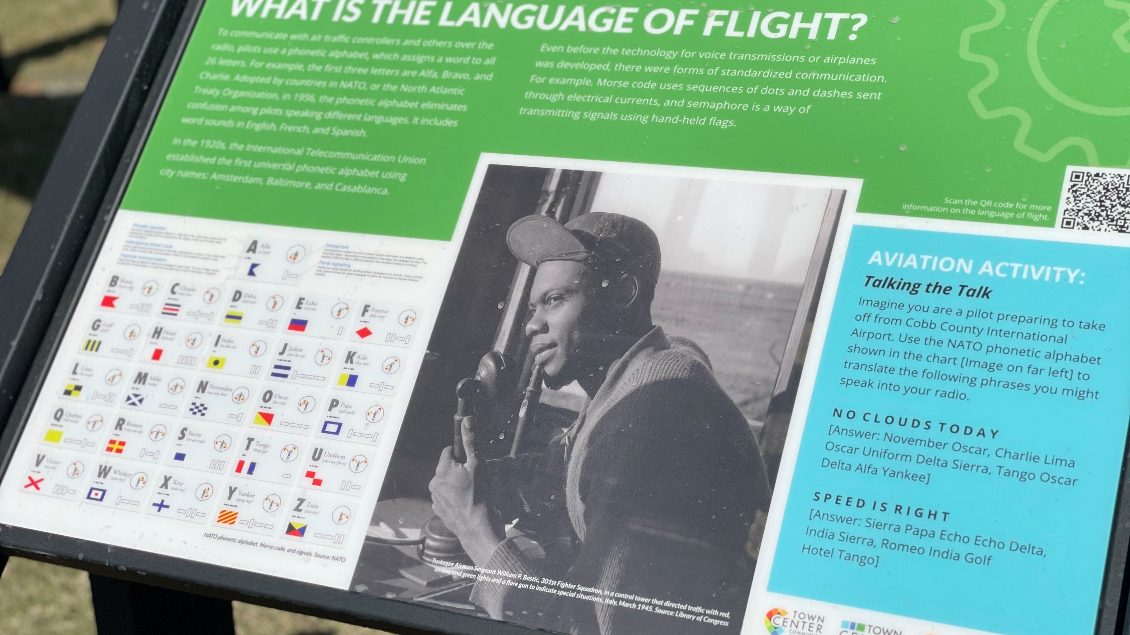 One of the eight panels installed as part of a flight-themed art exhibit at Aviation Park near the Cobb County International Airport in Kennesaw recently. (Image courtesy of Cumberland CID)