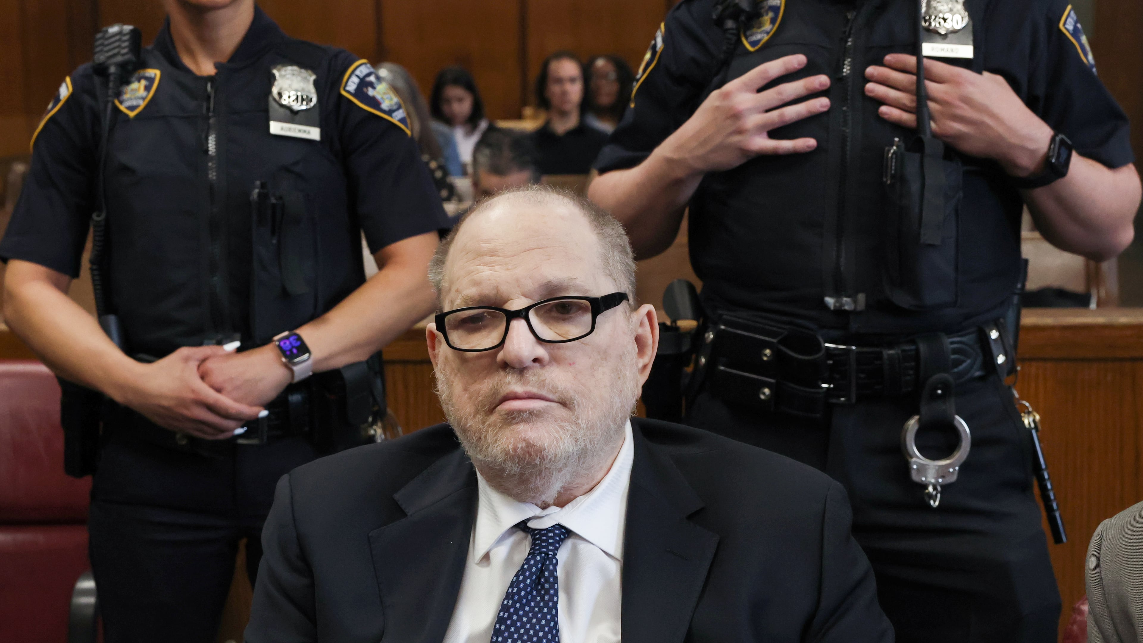 Harvey Weinstein appears in Manhattan criminal court on Friday, May 15, 2026, in New York. (Timothy A. Clary/Pool Photo via AP)