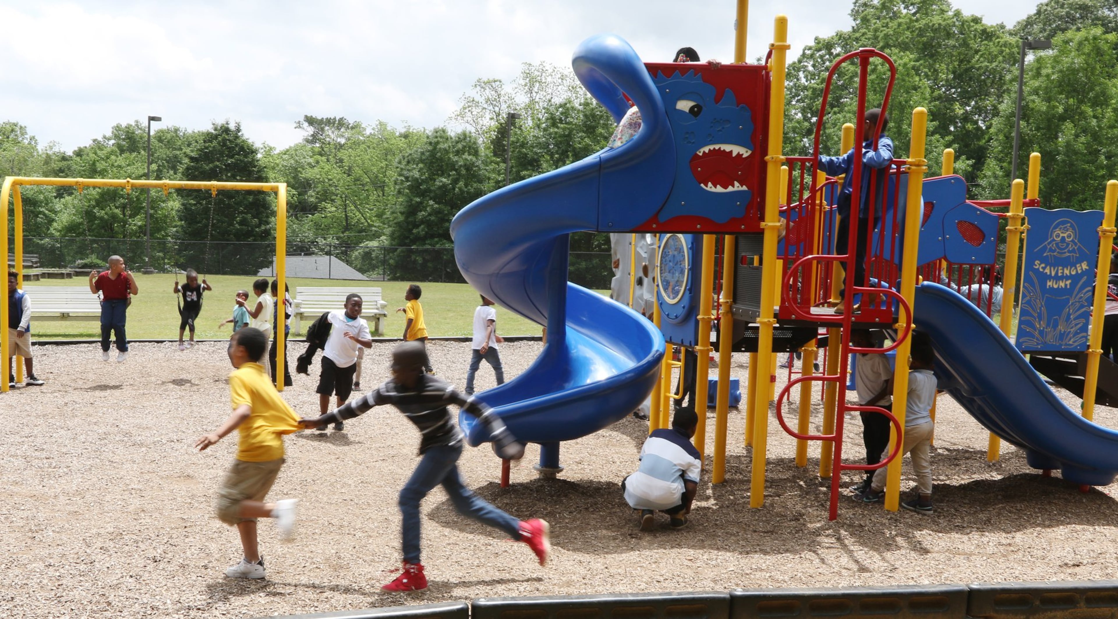 Children play on the playground at Dobbs Elementary School in Atlanta on Wednesday, May 1, 2019. Research has shown that a decline in unstructured “independent” play has made children more anxious and depressed. (AJC File)