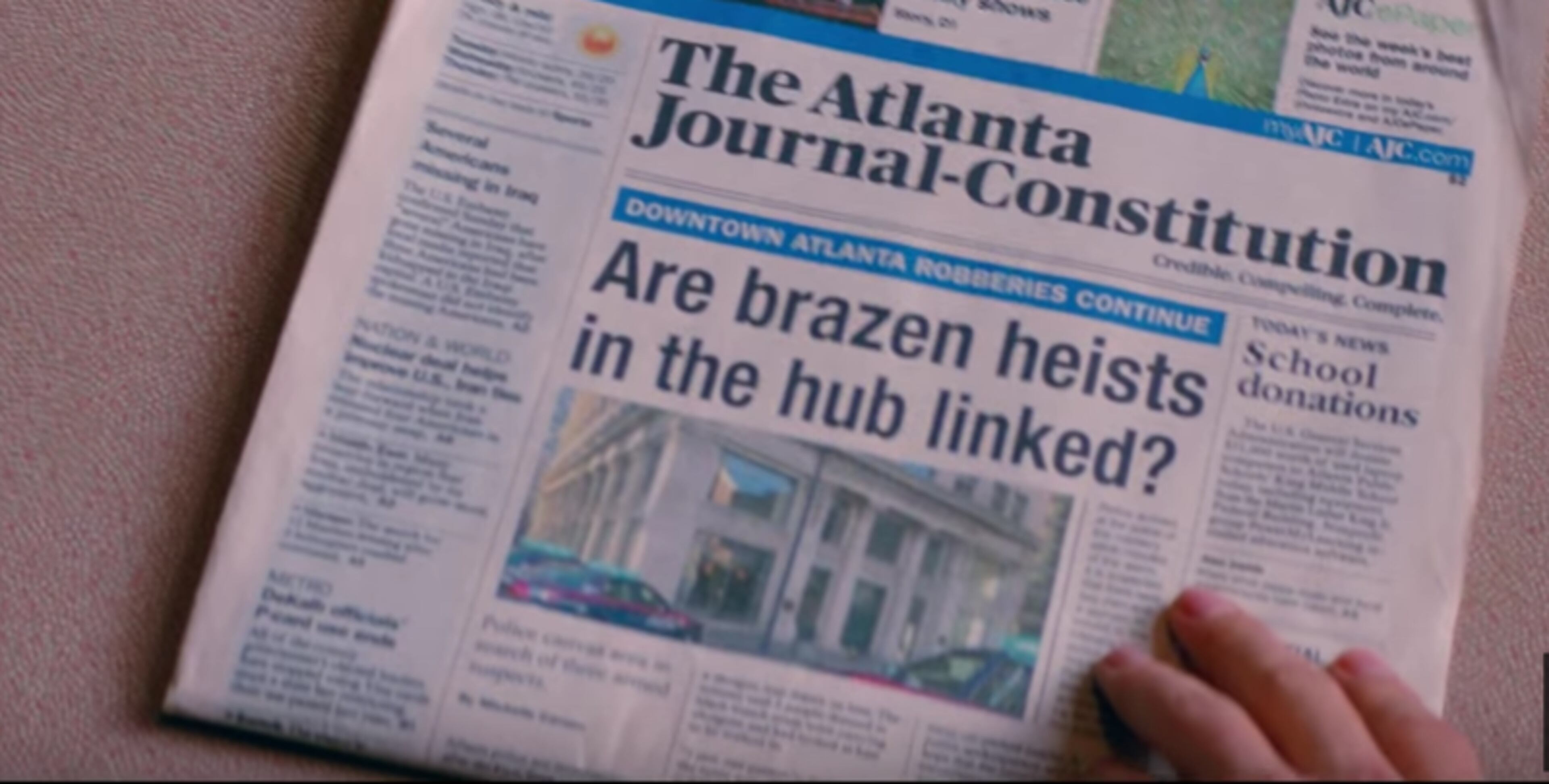 This mocked-up AJC will appear for just a second in the new Sony Pictures thriller "Baby Driver."