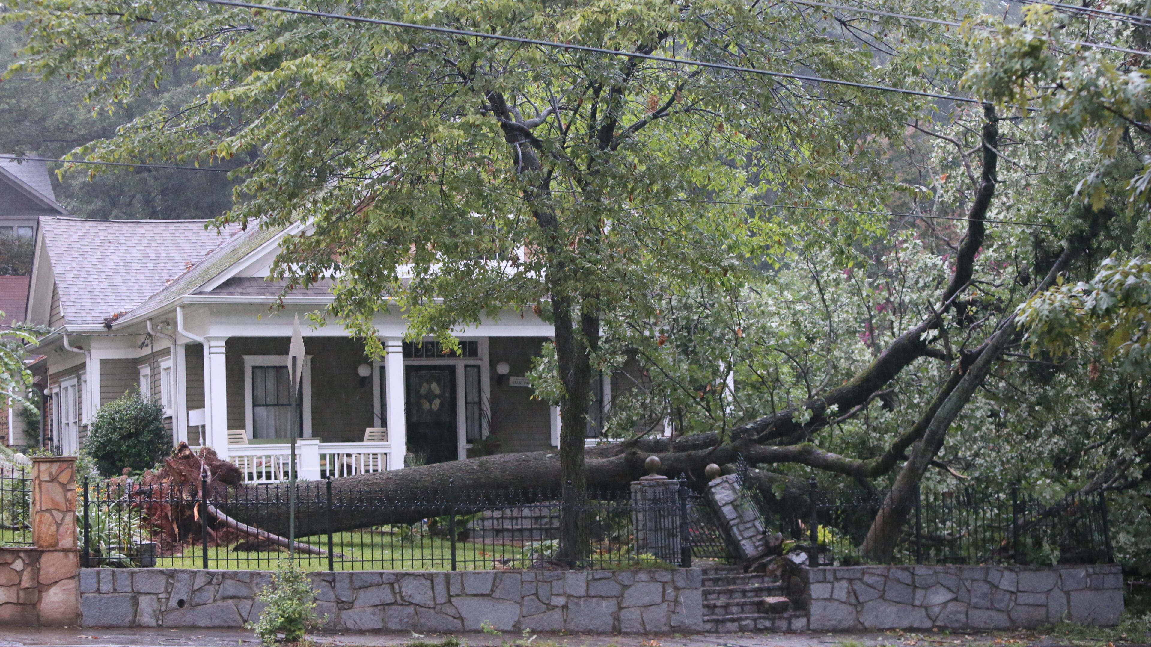 Trees took down power lines in the 500th block of Hill Street SE in Atlanta on Monday, July 21.
