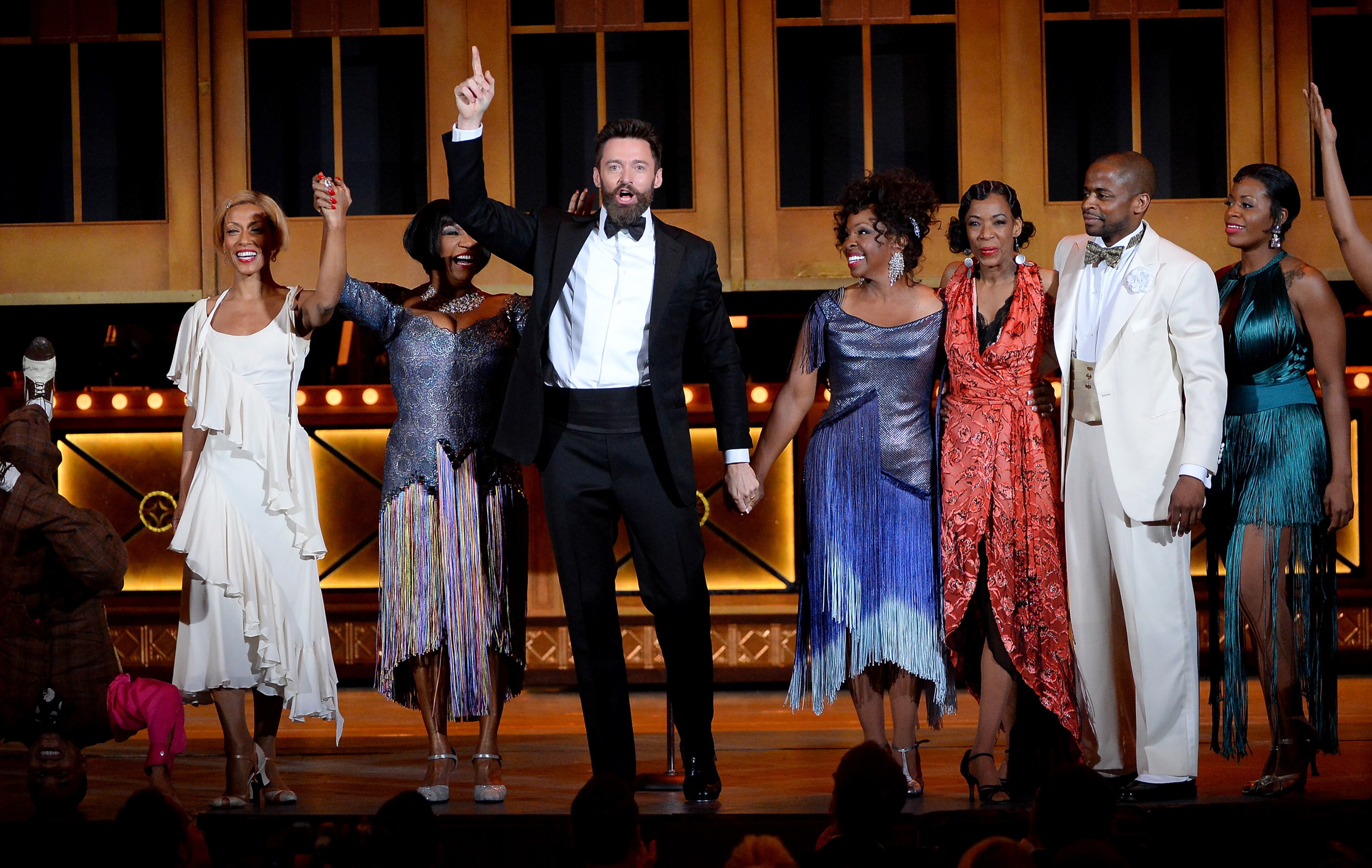 NEW YORK, NY - JUNE 08: Host Hugh Jackman and the cast of 'After Midnight' performs onstage during the 68th Annual Tony Awards at Radio City Music Hall on June 8, 2014 in New York City. (Photo by Theo Wargo/Getty Images for Tony Awards Productions)