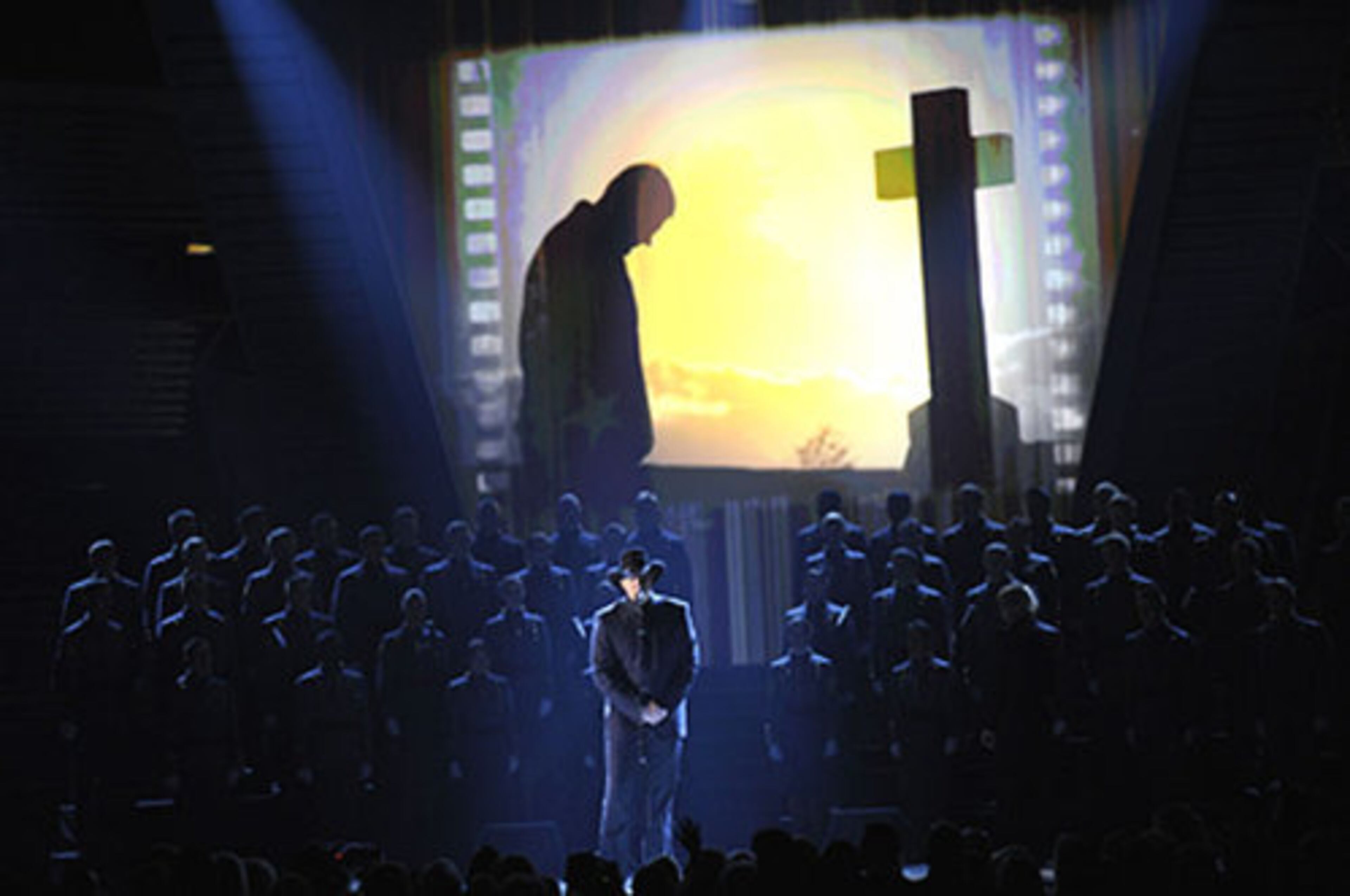 Trace Adkins, center, performs "Til The Last Shot's Fired."