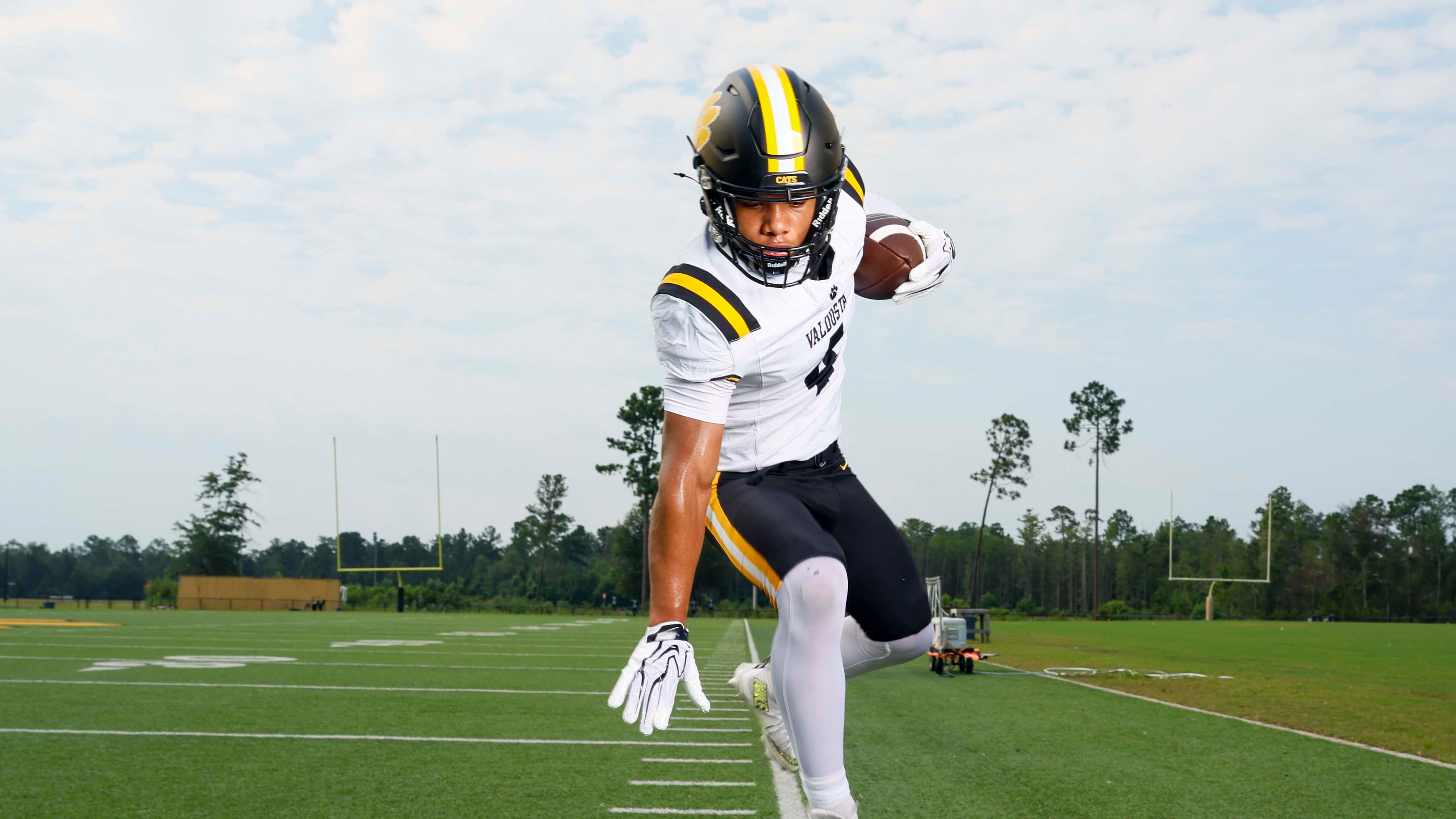 Valdosta's Marquis Fennell, a running back committed to Stanford, pictured at Valdosta High School on Wednesday, July 29, 2026. (Miguel Martinez/AJC)