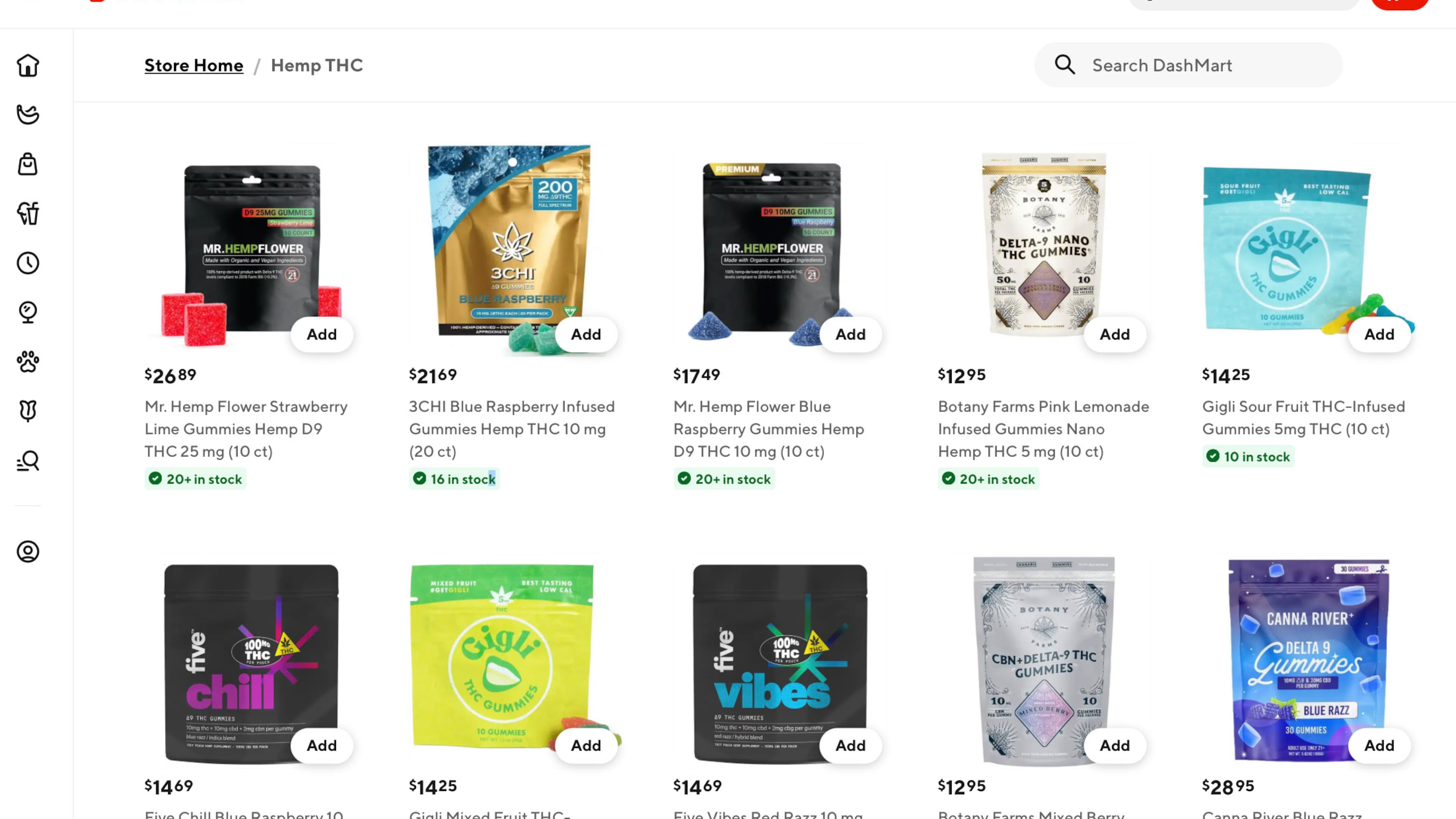 Edibles for sale on DoorDash, January 26 2025. (AJC)