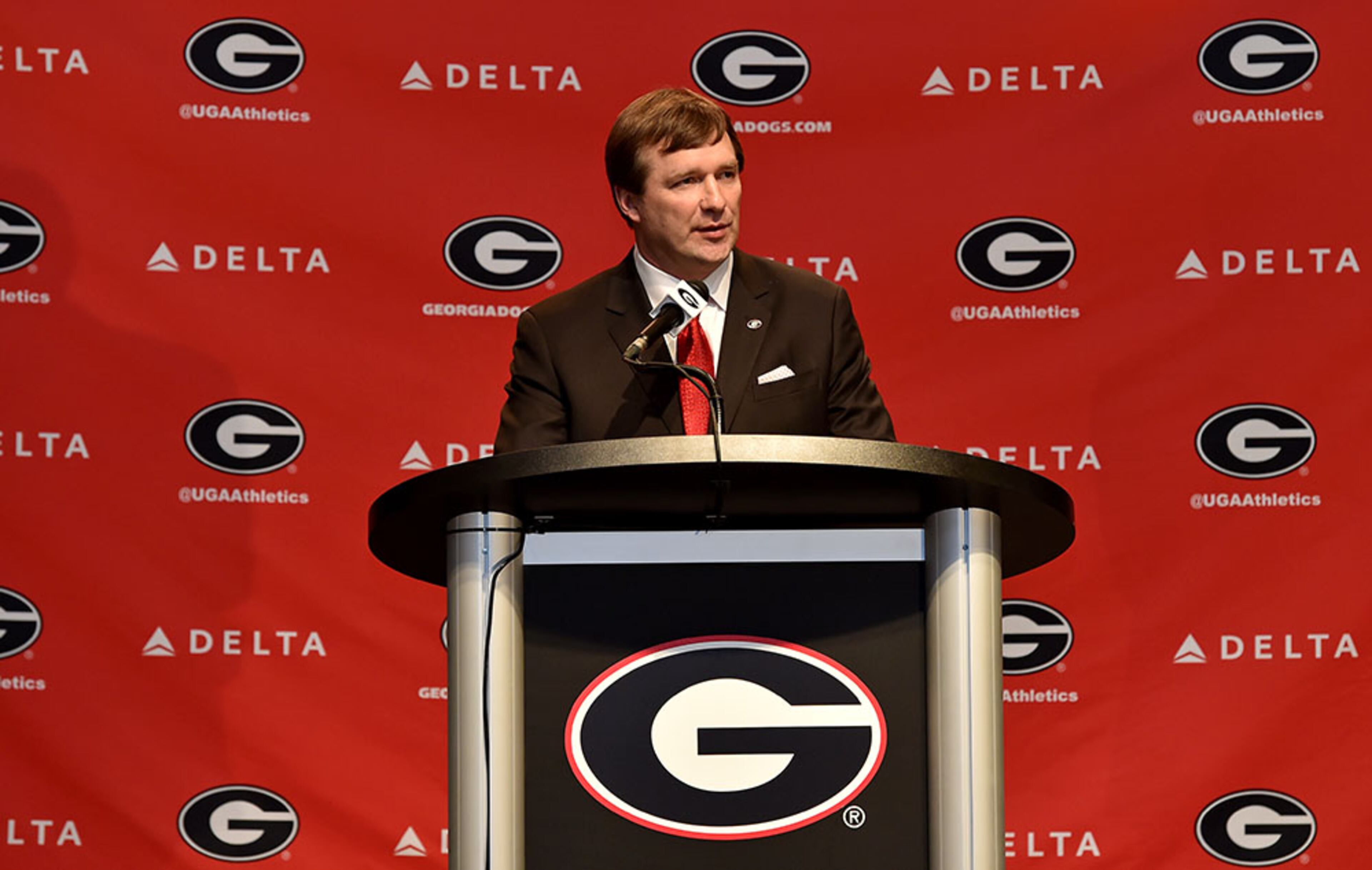Kirby Smart, Alabama's defensive coordinator, was introduced Monday as Georgia's 26th head football coach during a press conference in Athens. Smart is a former Georgia player and assistant coach under coach Mark Richt, who was fired last week after 15 seasons with the Bulldogs.