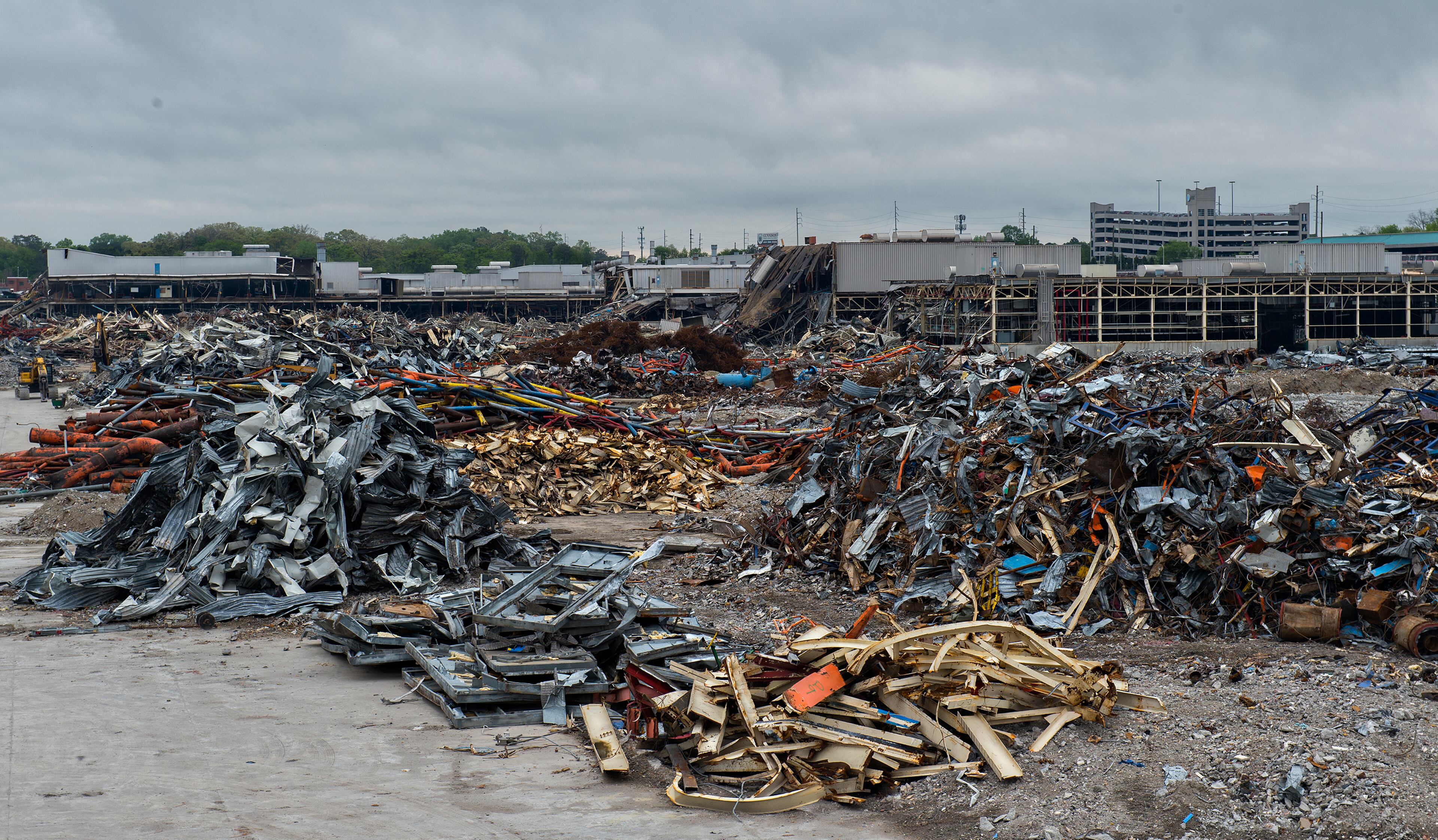 April 12, 2015 Doraville - Piles of rubble and half demolished buildings liter what used to be the General Motors assembly plant in Doraville during a #weloveatl photowalk of the 165 acre property on Sunday, April 12, 2015. 120 photographers were given special access to the plant that is being demolished and re-imagined into a multi-use space. JONATHAN PHILLIPS / SPECIAL