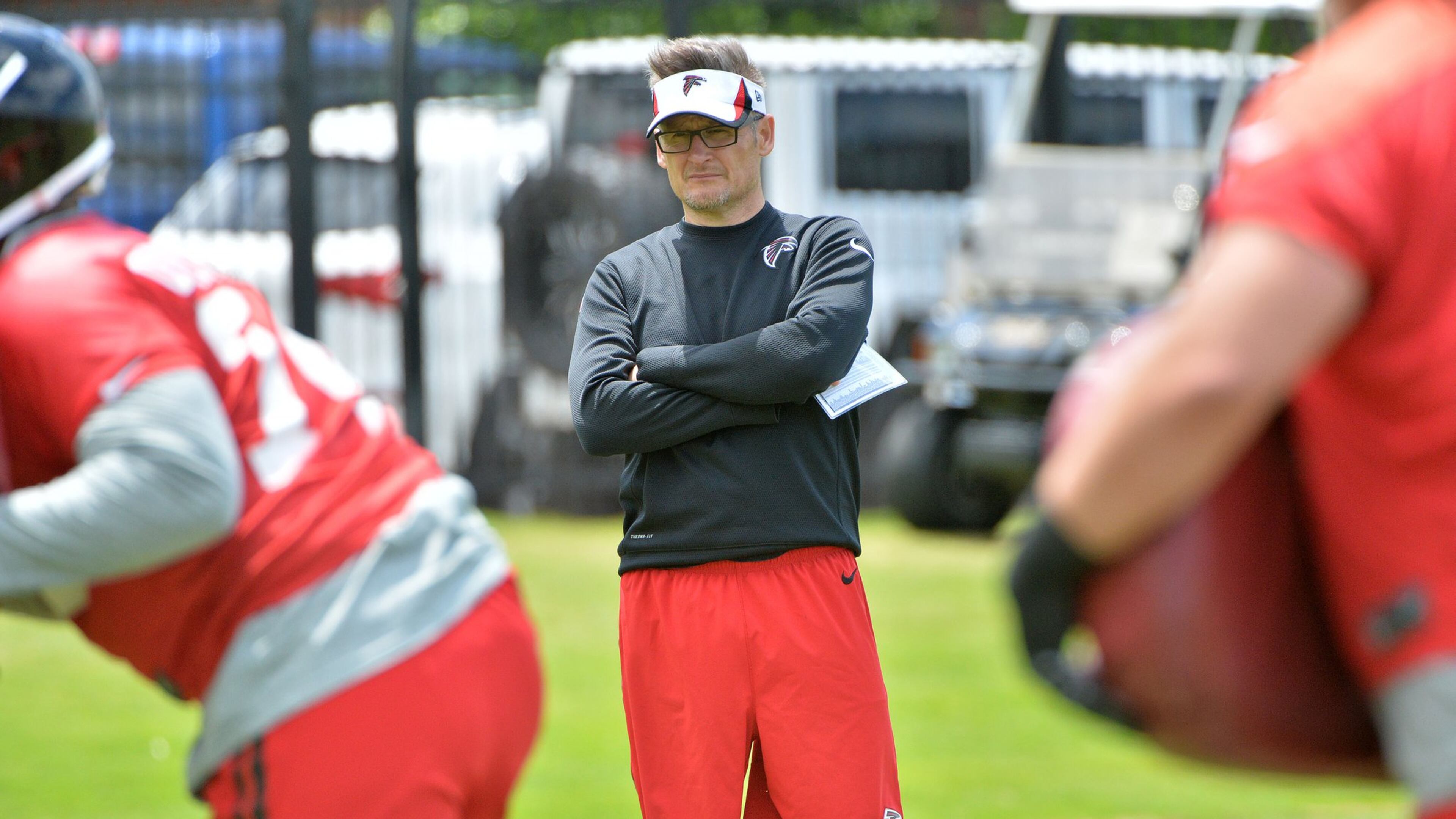 May 6, 2016 Flowery Branch - Atlanta Falcons general manager Thomas Dimitroff watches during the first day of 2016 Atlanta Falcons Rookie Minicamp at the Falcons’ Flowery Branch Headquarters Complex on Friday, May 6, 2016. HYOSUB SHIN / HSHIN@AJC.COM