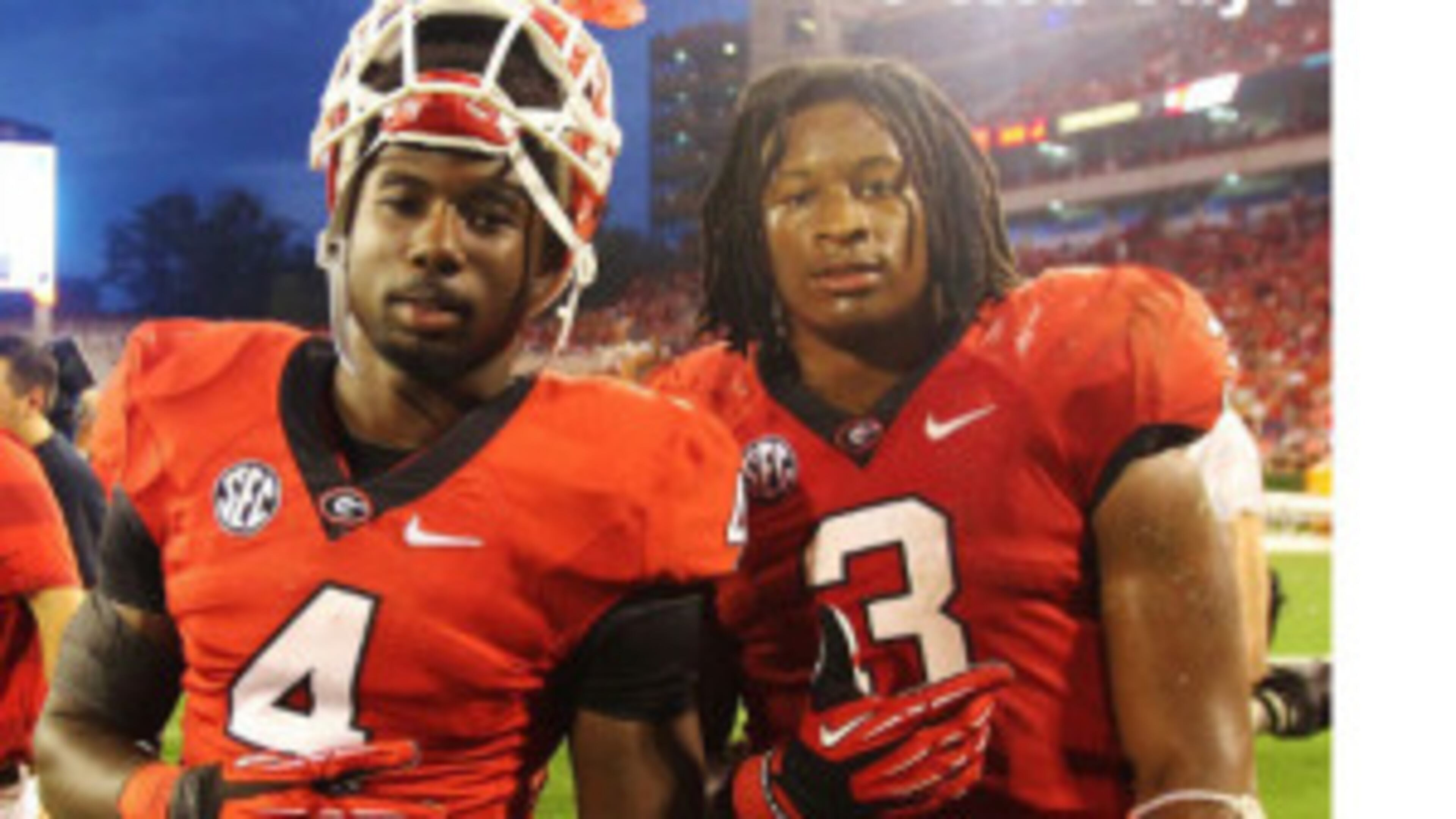 Former University of Georgia running backs Keith Marshall (left) and Todd Gurley (right).