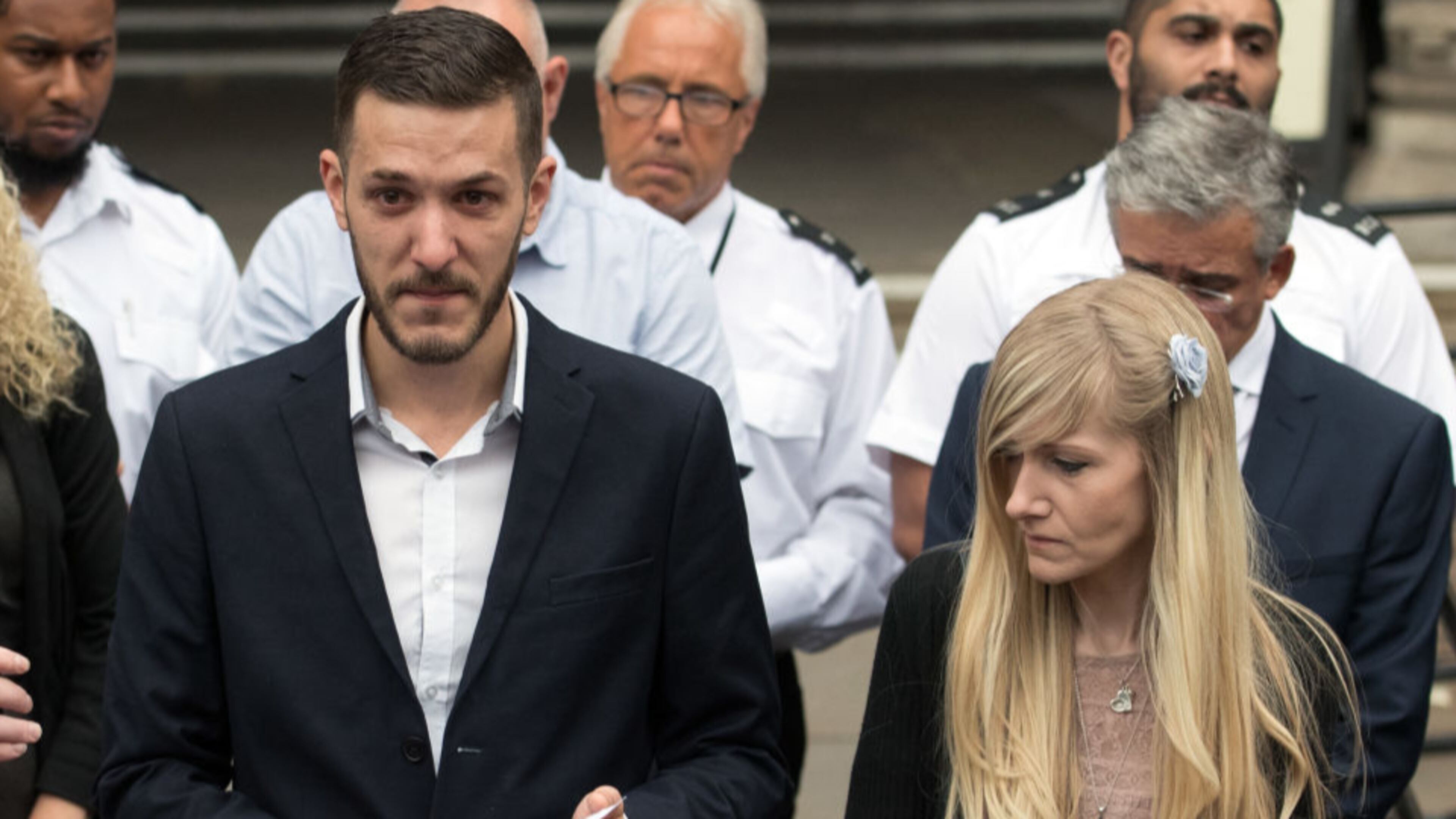 Chris Gard and Connie Yates, the parents of 11-month-old Charlie Gard, speak to the media following their decision to end their legal challenge.