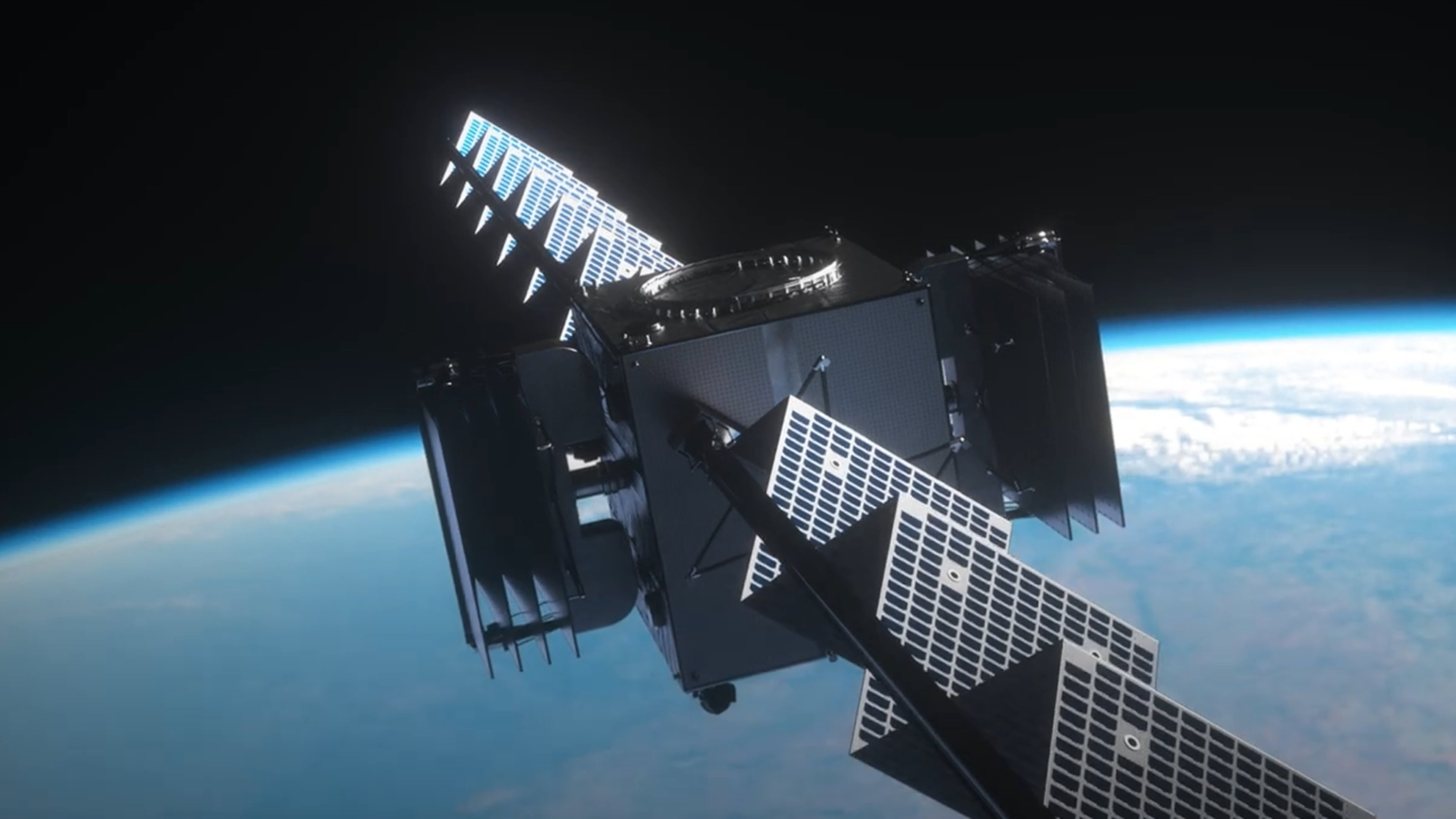 This is a rendering of the orbital data center technology that Marietta-based startup Atomic-6 said it can deliver for customers as soon as 2029. (Courtesy of Atomic-6)