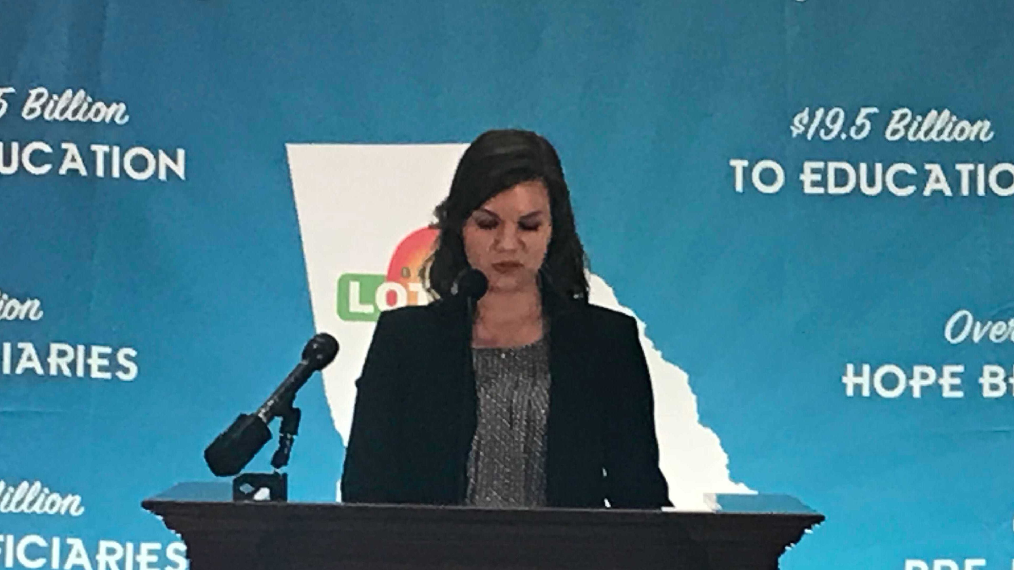 Lindsay McMichael speaks at a ceremony on June 20, 2018 at the Georgia state Capitol to celebrate the 25th anniversary of the Georgia Lottery, which funds the state's HOPE Scholarship and pre-kindergarten programs. McMichael participated in both programs. ERIC STIRGUS / ESTIRGUS@AJC.COM.