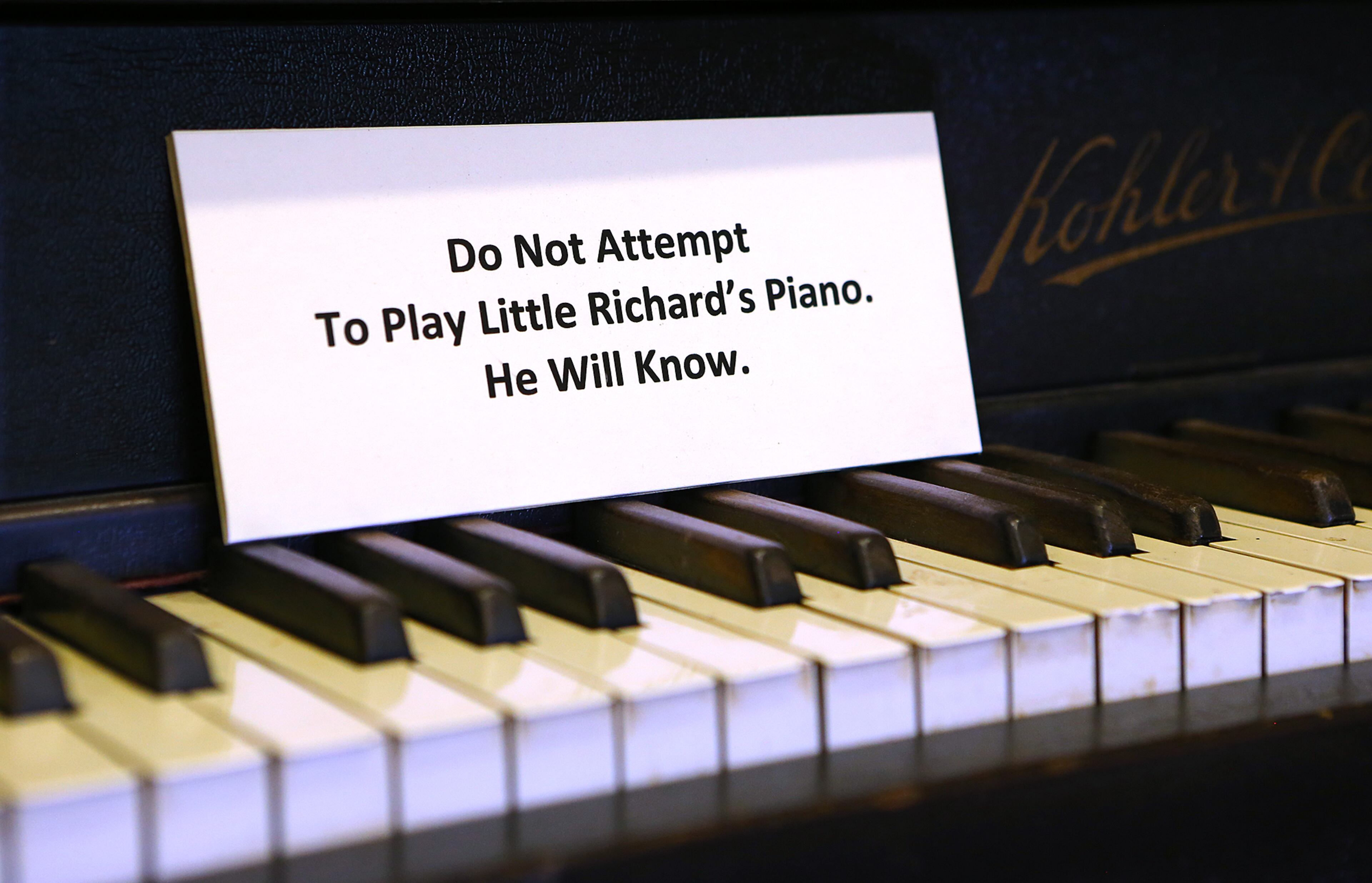 One of Little Richard’s pianos on display at the Tubman Museum of African American Art, History and Culture on Wednesday, May 6, 2015, in Macon. Curtis Compton / ccompton@ajc.com