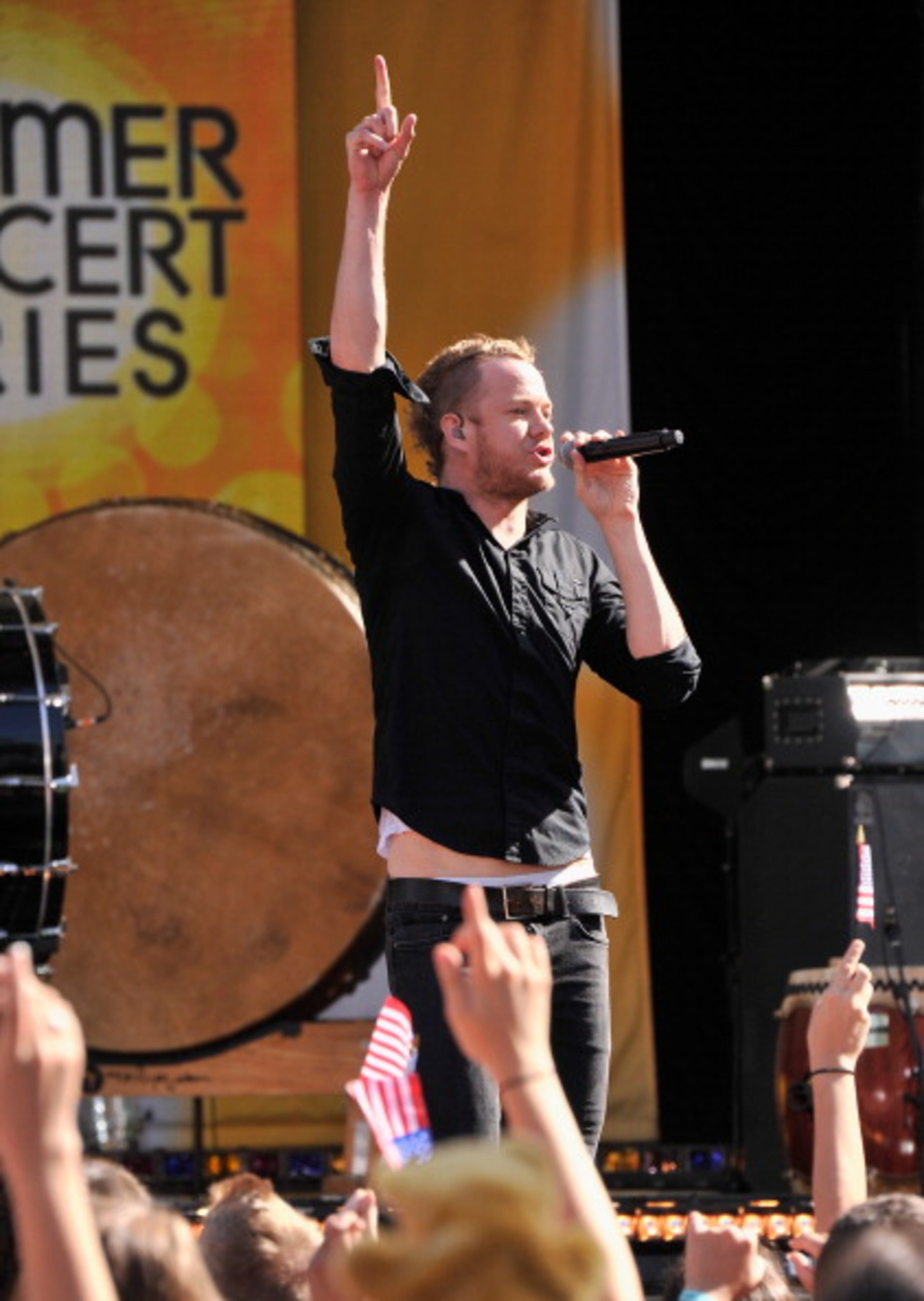 NEW YORK, NY - JULY 05: Singer Dan Reynolds of Imagine Dragons performs on ABC's "Good Morning America" at Rumsey Playfield on July 5, 2013 in New York City. (Photo by Stephen Lovekin/Getty Images)