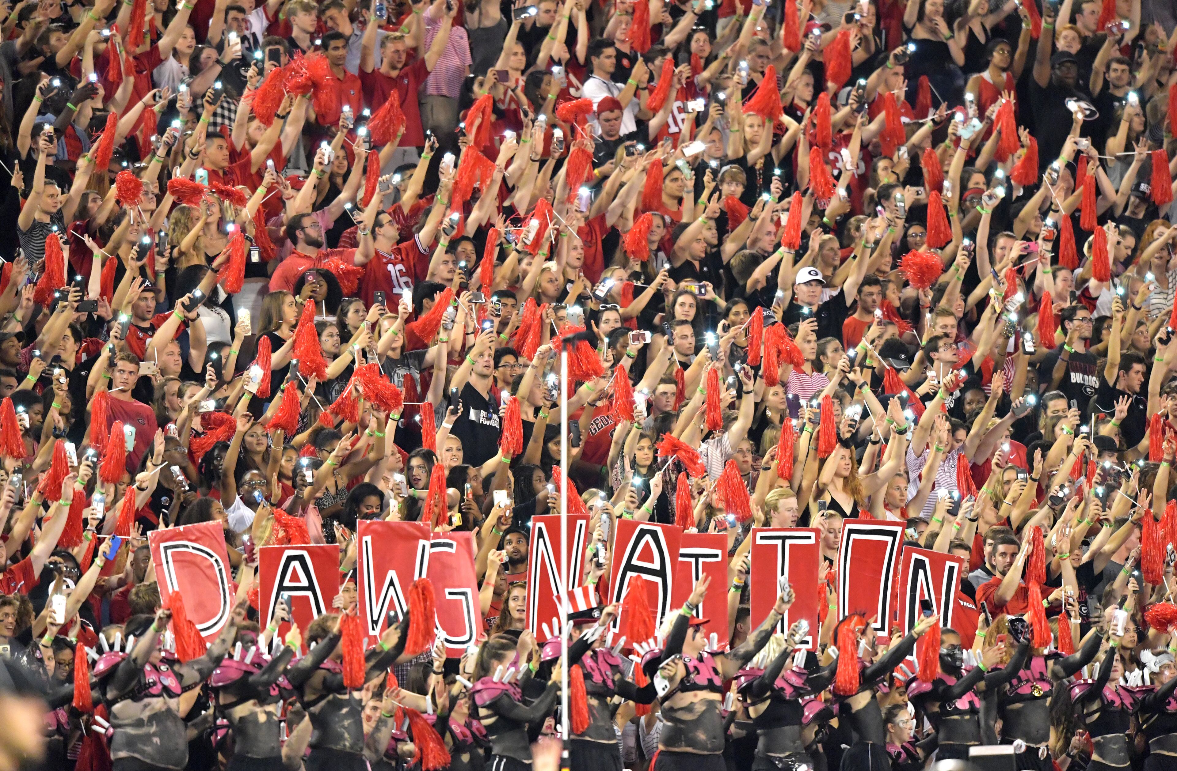 October 6, 2018 Athens - Georgia fans cheer in the second half during a NCAA college football game at Sanford Stadium in Athens on Saturday, October 6, 2018. Georgia won 41-13 over the Vanderbilt. HYOSUB SHIN / HSHIN@AJC.COM