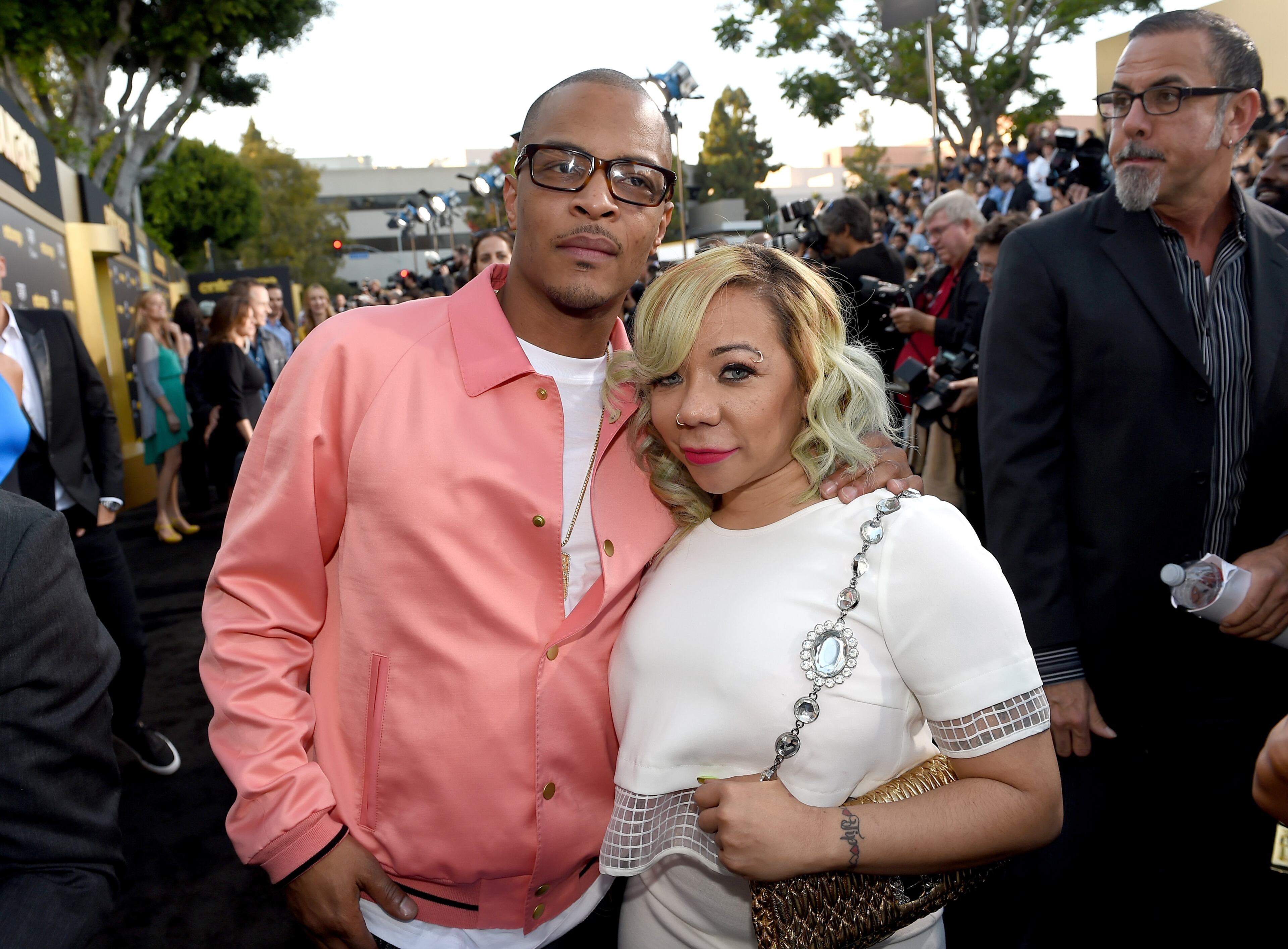 WESTWOOD, CA - JUNE 01: Rapper T.I. (L) and Tameka Cottle attend the premiere of Warner Bros. Pictures' "Entourage" at Regency Village Theatre on June 1, 2015 in Westwood, California. (Photo by Kevin Winter/Getty Images)