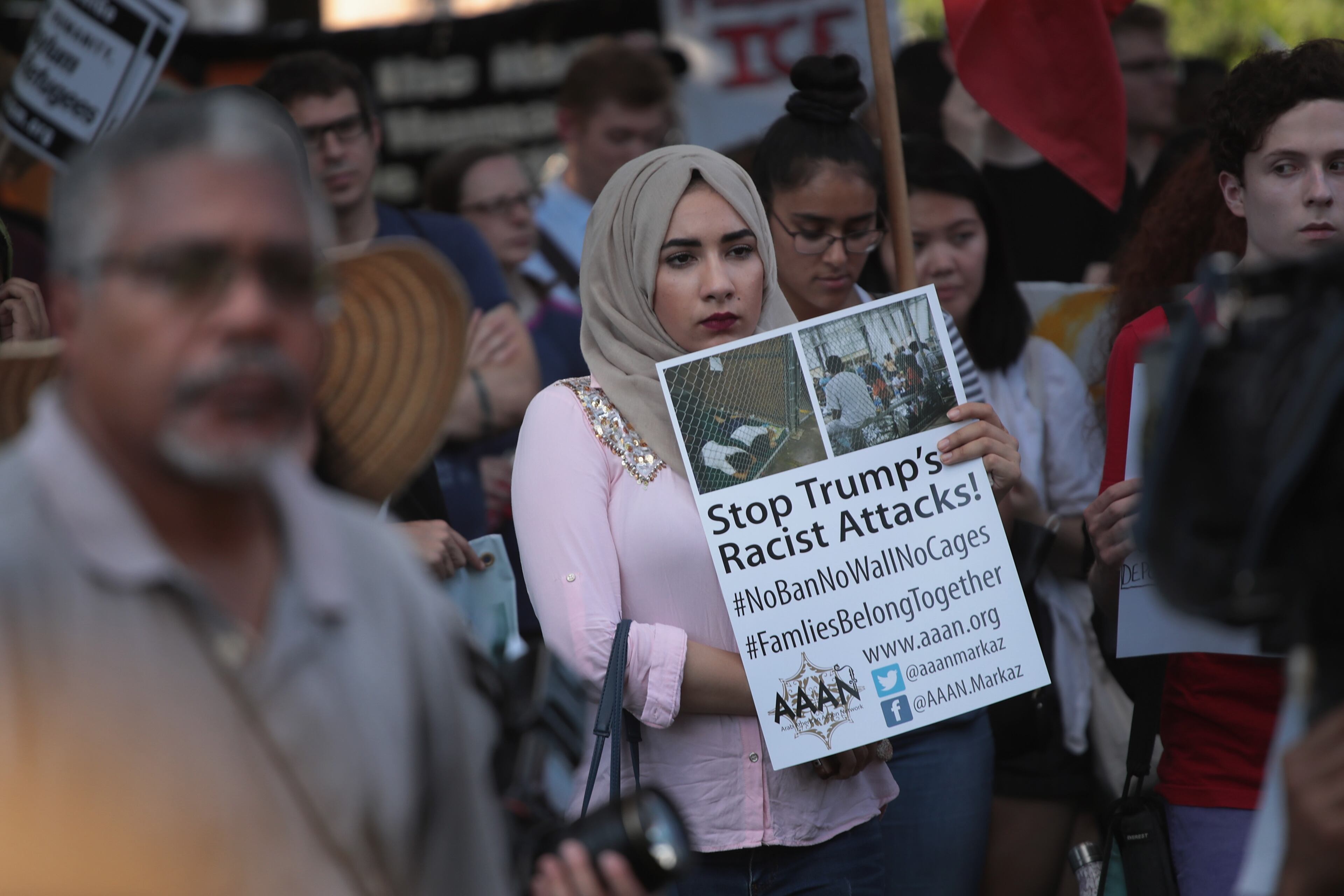 CHICAGO, IL - JUNE 29: Demonstrators hold a rally in the Little village neighborhood calling for the elimination of the U.S. Immigration and Customs Enforcement (ICE) and an end to family detentions on June 29, 2018 in Chicago, Illinois. Protests have erupted around the country recently as people voice outrage over the separation and detention of undocumented children and their parents. (Photo by Scott Olson/Getty Images)