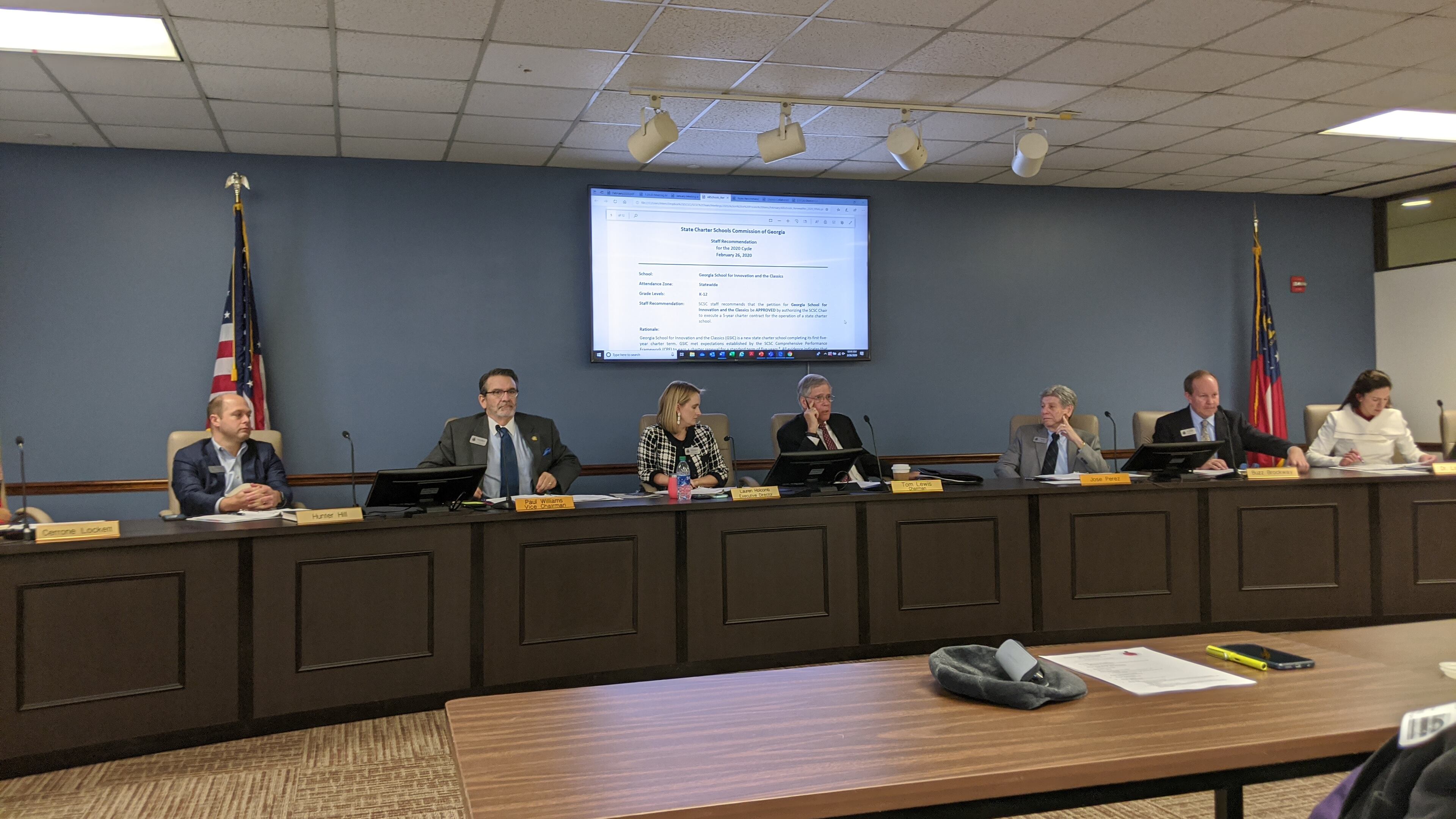 State Charter School Commission members considered nine charter renewals at the agency's Atlanta headquarters on Feb. 26, 2020. TY TAGAMI / AJC