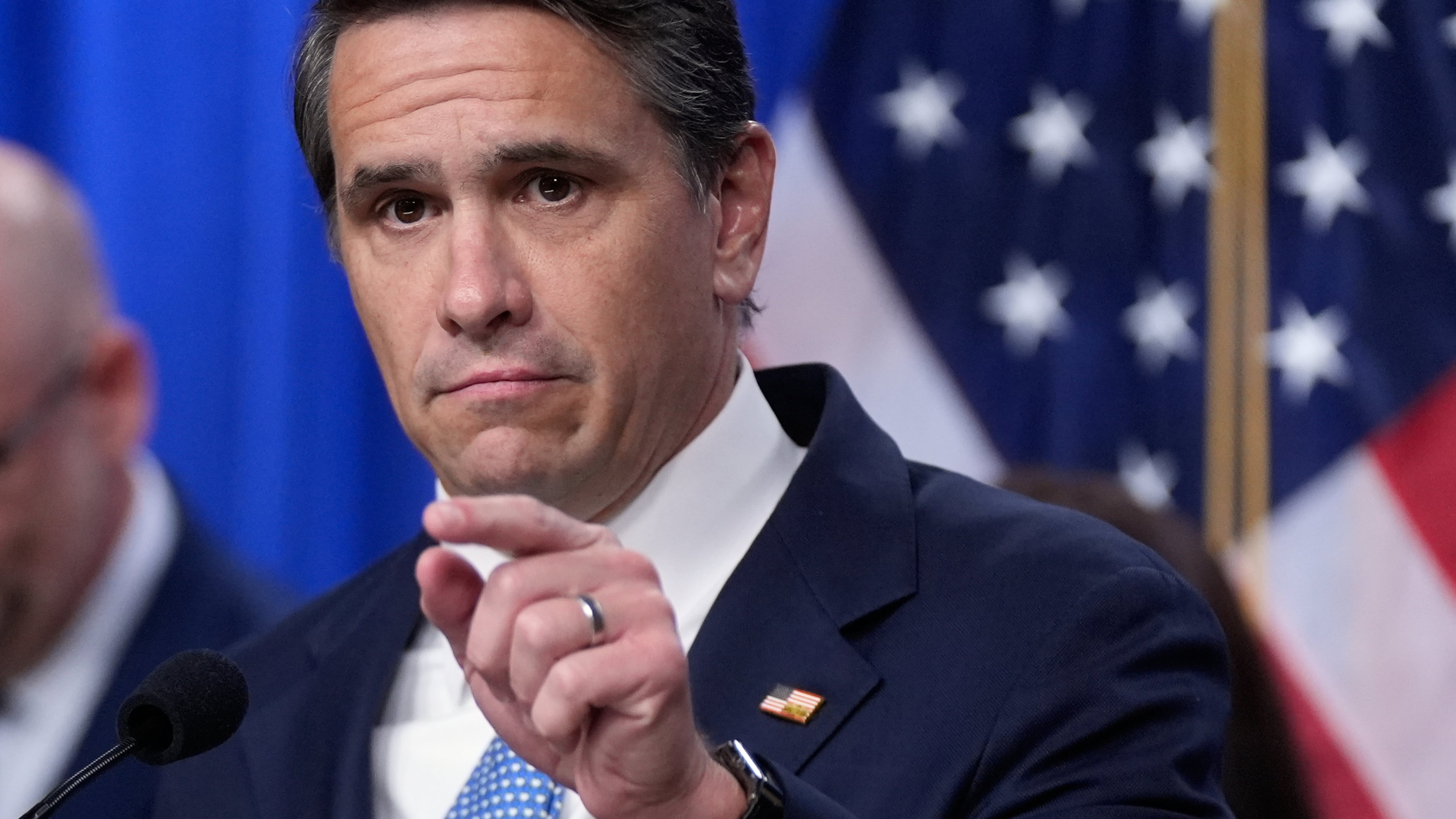 FILE - Acting Attorney General Todd Blanche speaks during a news conference on unaccompanied children at the Justice Department, June 11, 2026, in Washington. (AP Photo/Manuel Balce Ceneta, File)