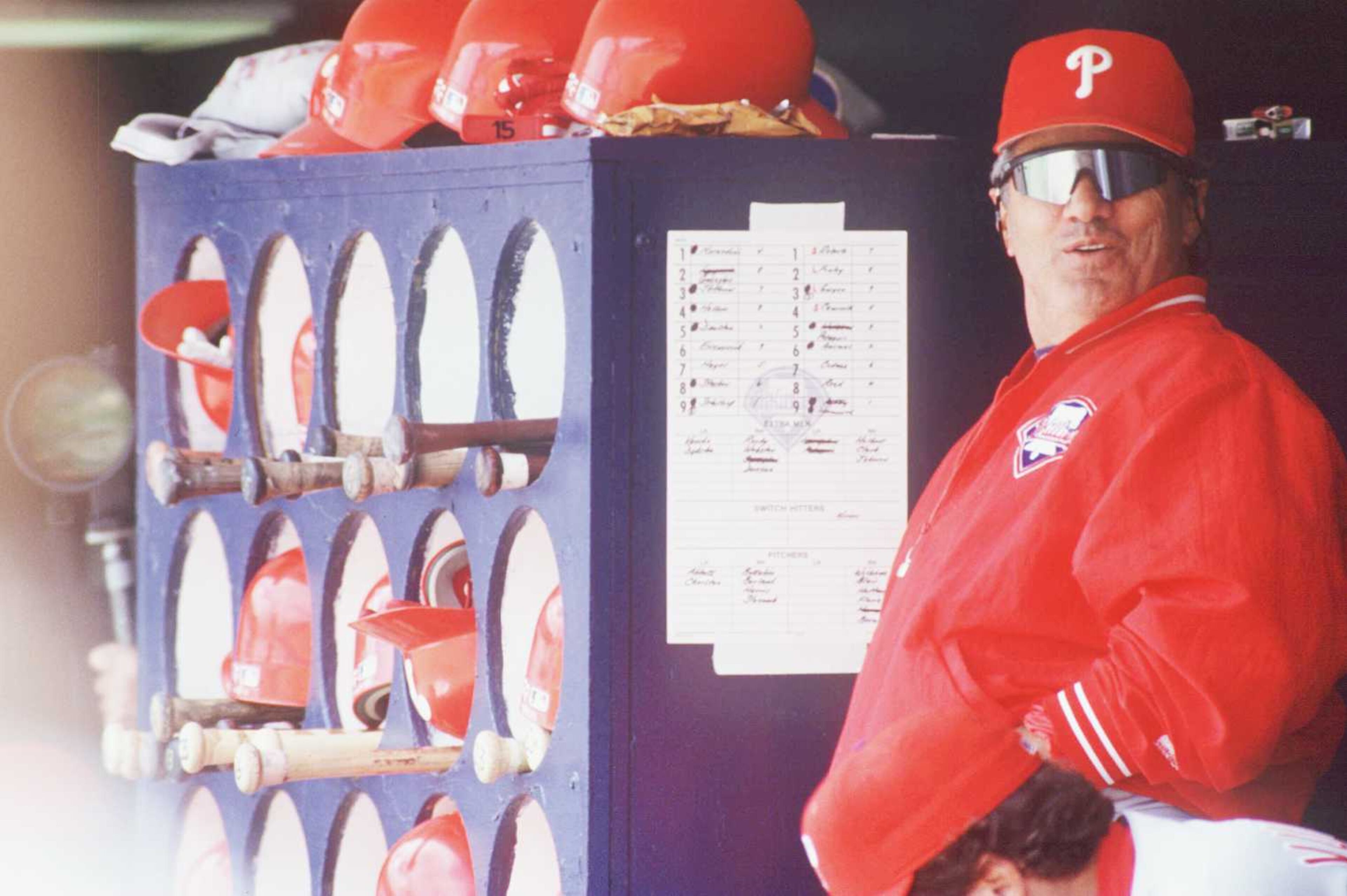In this 1995 photo, Philadelphia manager Jim Fregosi sits in the dugout during a Phillies game at. San Francisco. Stephen Dunn ALLSPORT
