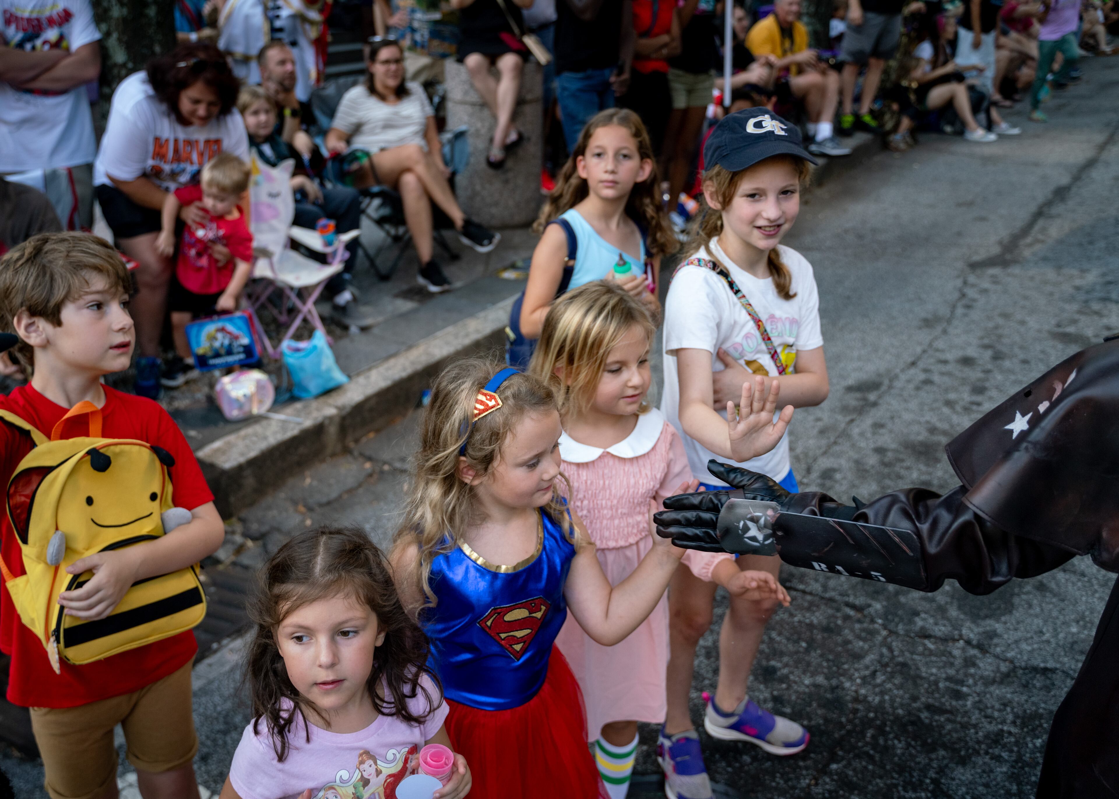 Thousands lined up along Peachtree Street on Saturday morning, August 31, 2024, for the annual Dragon Con parade in Atlanta. (Ben Hendren for The Atlanta Journal-Constitution)