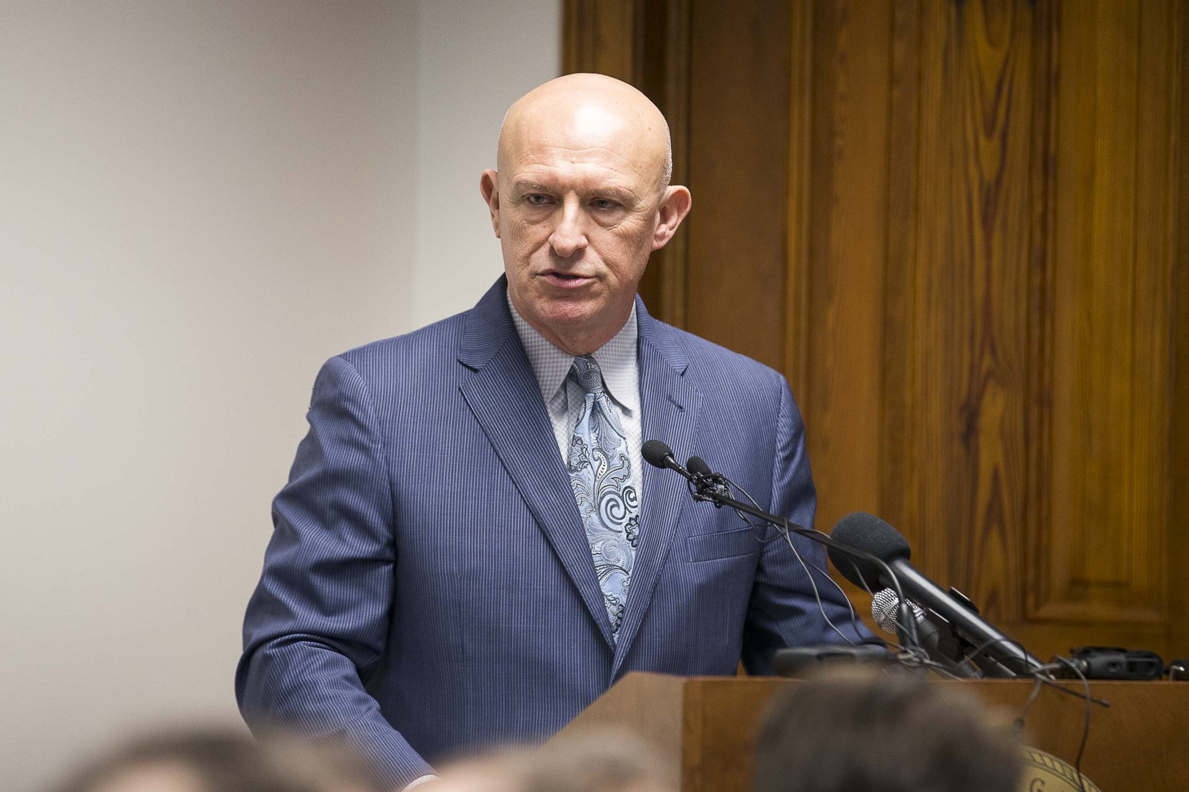 Georgia Bureau of Investigation Director Vic Reynolds speaks during a Public Safety Committee joint meeting at the Georgia State Capitol building in Atlanta on Monday, January 27, 2020. (ALYSSA POINTER/ALYSSA.POINTER@AJC.COM)