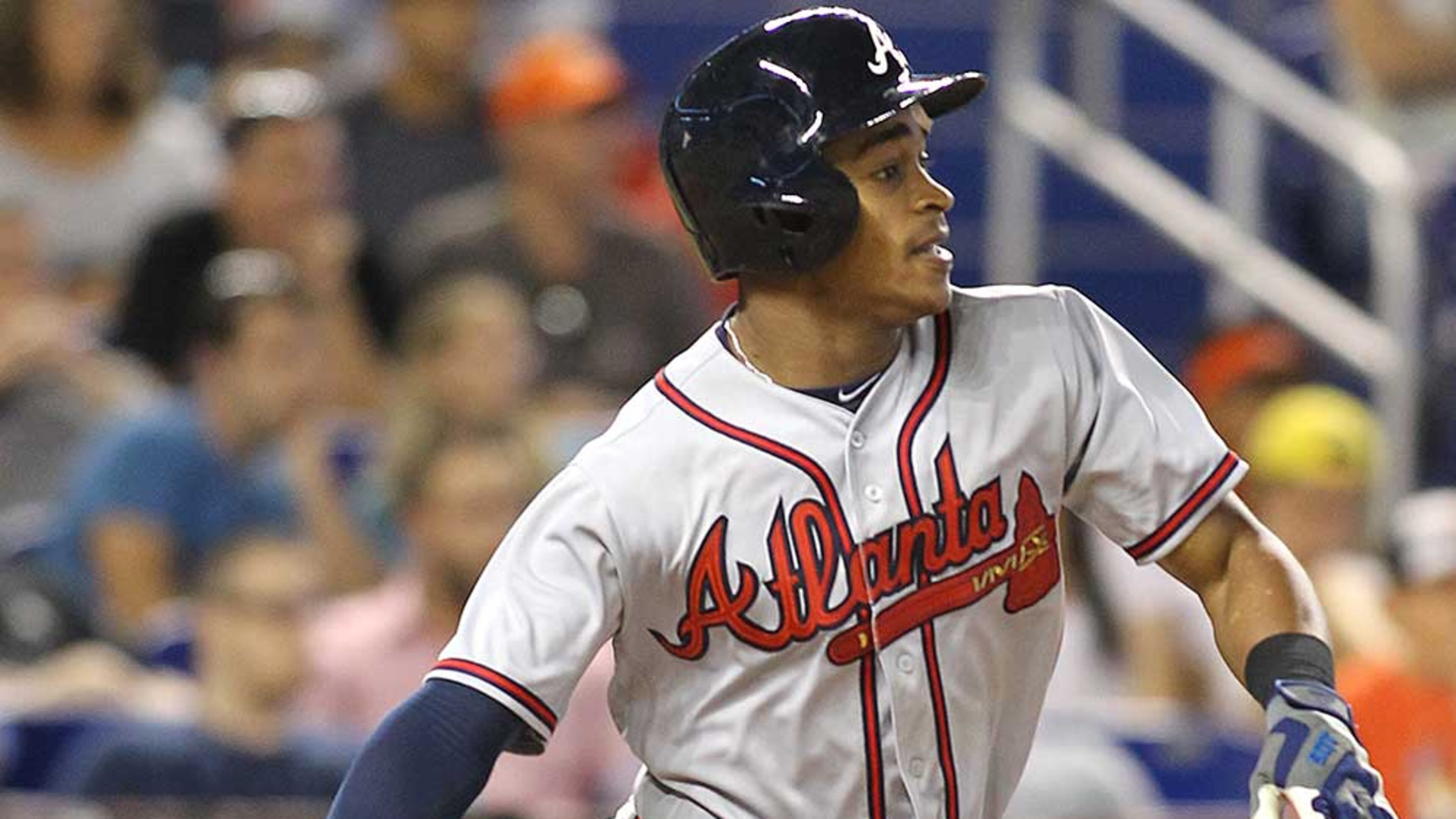 Mallex Smith follows through on his winning RBI single in the 10th inning. (AP Photo/Luis M. Alvarez).