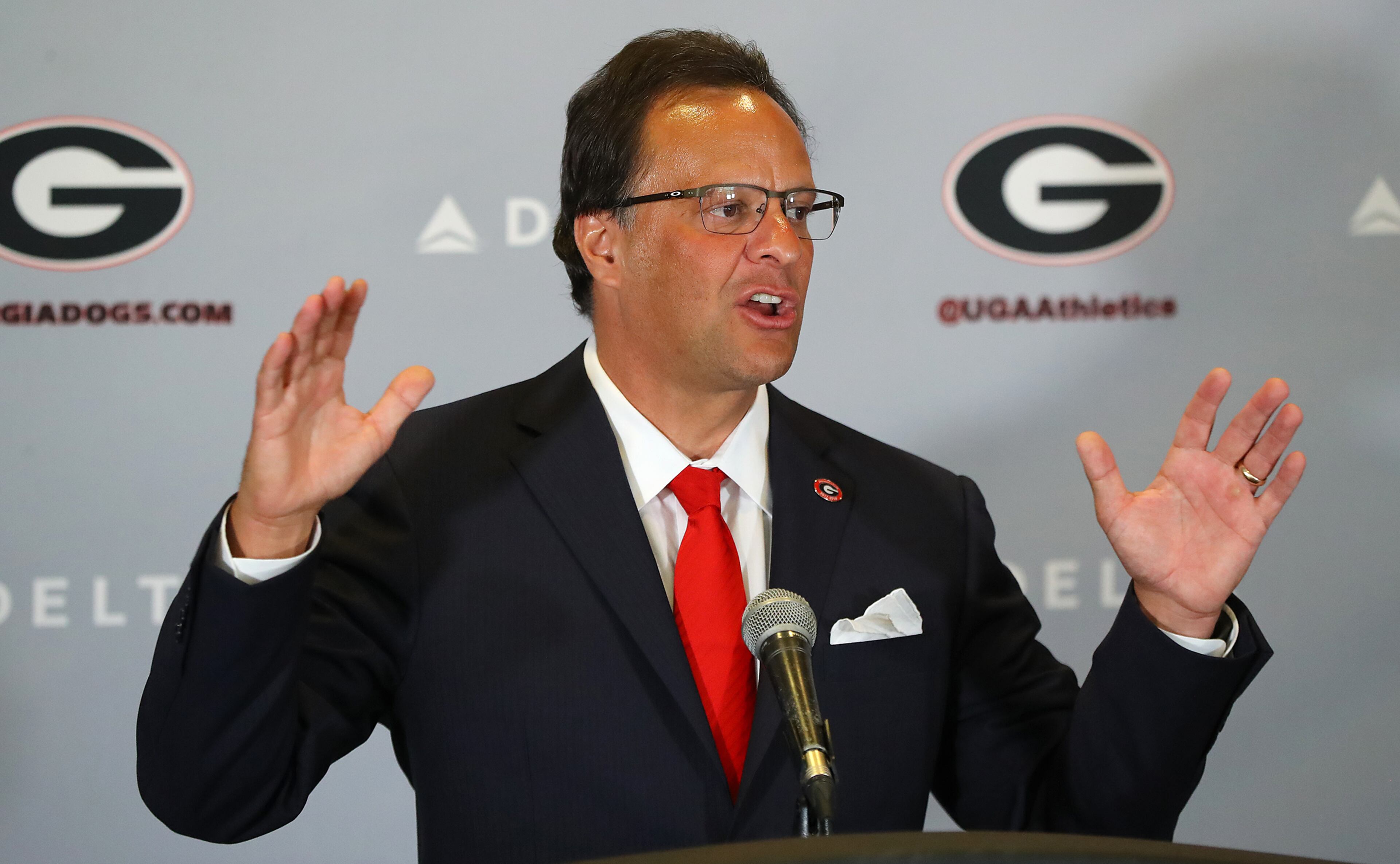 March 16, 2018 Athens: Tom Crean is introduced as the new men's basketball head coach at the University of Georgia on Friday, March 16, 2018, at Stegeman Coliseum in Athens. Crean compiled a 356-231 record in 18 seasons at Marquette and Indiana from 1999-2017. Curtis Compton/ccompton@ajc.com