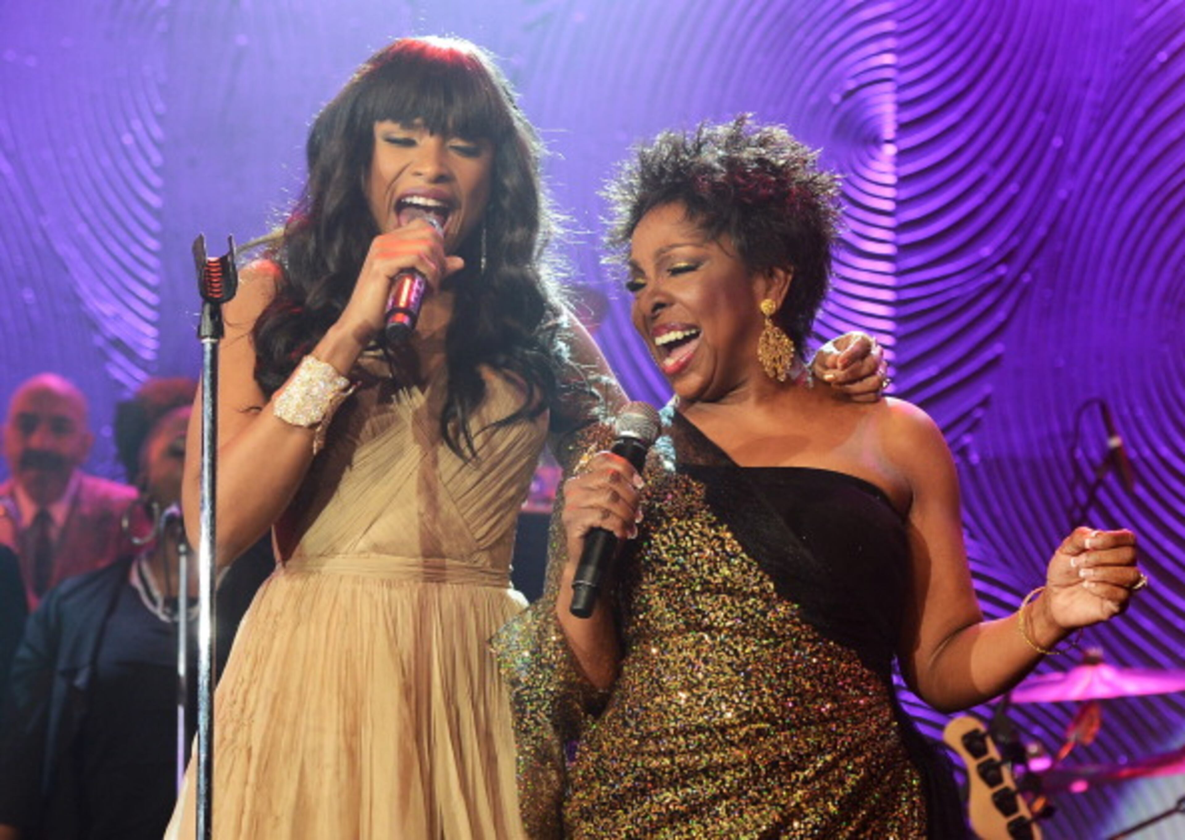 LOS ANGELES, CA - FEBRUARY 09: Singers Jennifer Hudson and Gladys Knight perform onstage at the 55th Annual GRAMMY Awards Pre-GRAMMY Gala and Salute to Industry Icons honoring L.A. Reid held at The Beverly Hilton on February 9, 2013 in Los Angeles, California. (Photo by Larry Busacca/Getty Images for NARAS)