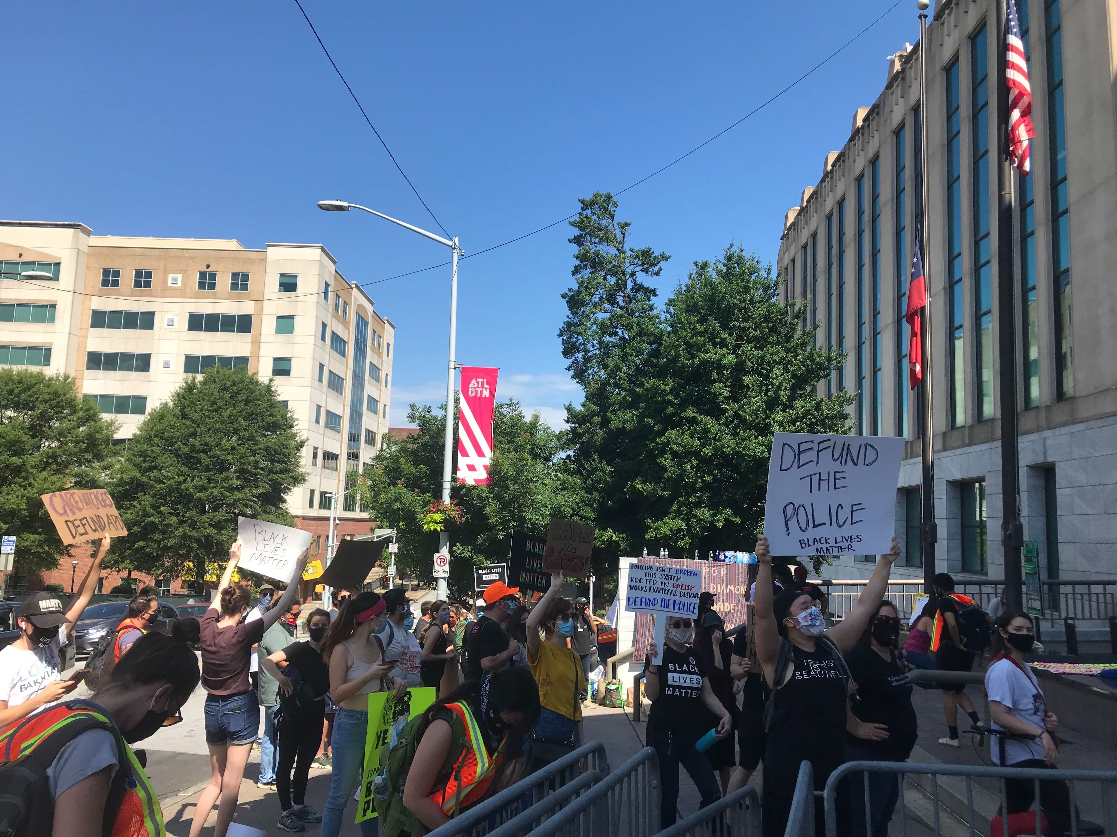 Protesters out Atlanta City Hall on Friday, June 19, 2020.