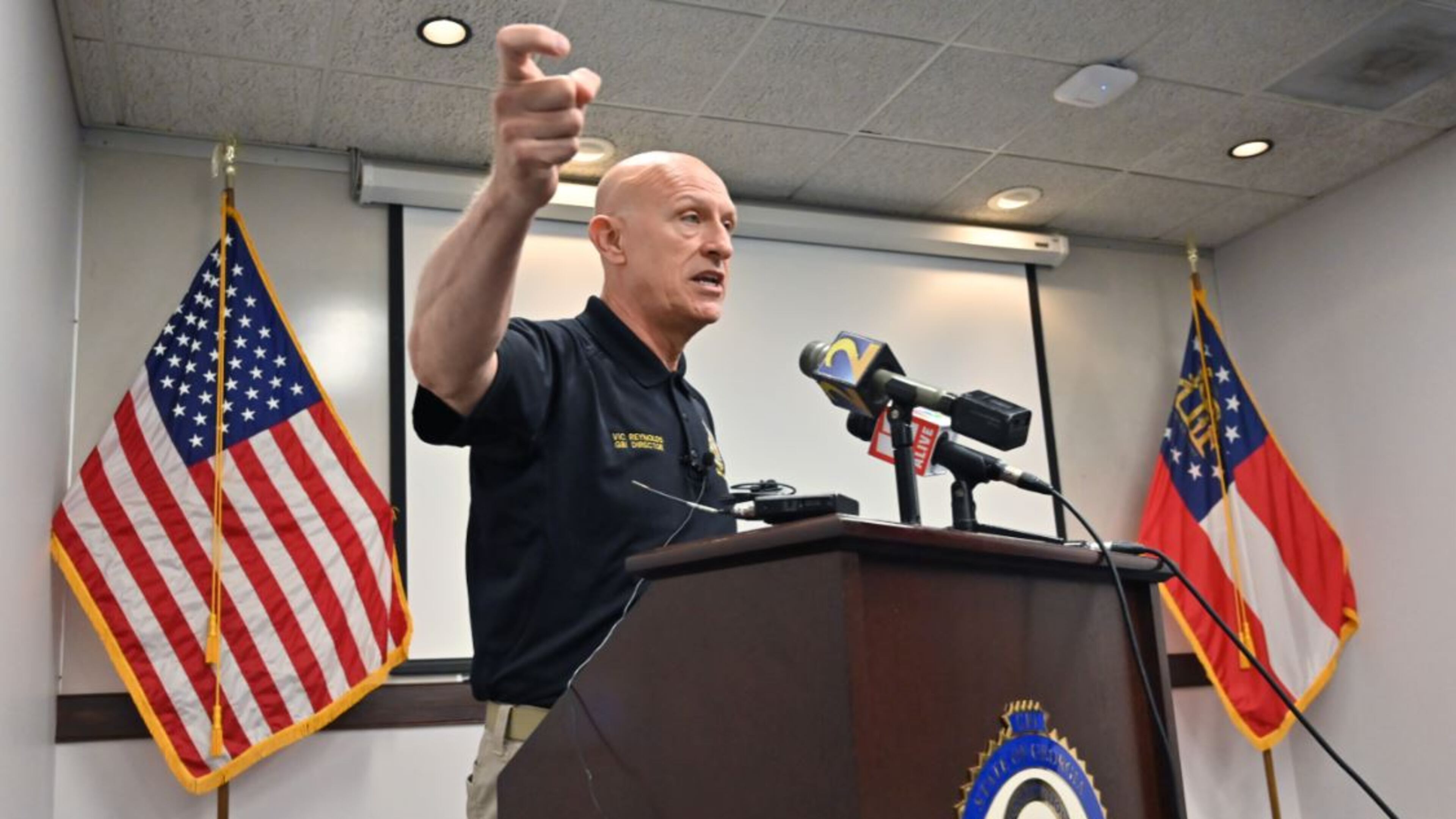 Georgia Bureau of Investigation Director Vic Reynolds speaks to members of the press during a press conference to update the investigation into the June 12 death of Rayshard Brooks, who was shot and killed at a Wendy’s while running from police, at GBI Headquarters on Saturday, June 13, 2020. (Hyosub Shin / Hyosub.Shin@ajc.com)